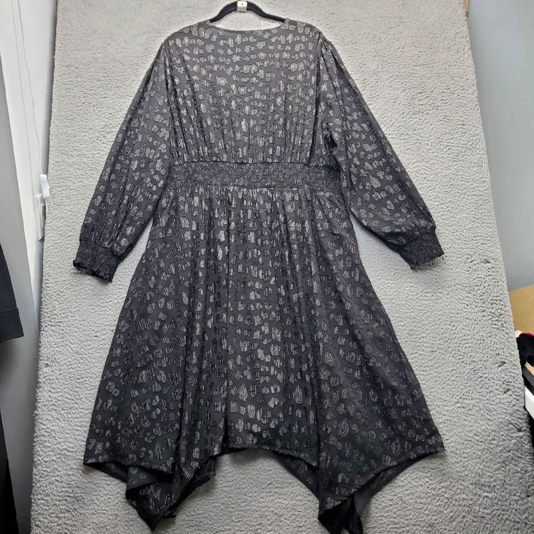 Michael Kors Michael Kors Maxi Dress Womens 3X Black Sparkly Jacquard Handkerchief-Hem Balloon-Sleeve Long Dress Size XXL / US 16-18 / IT 52-54 - 2 Thumbnail