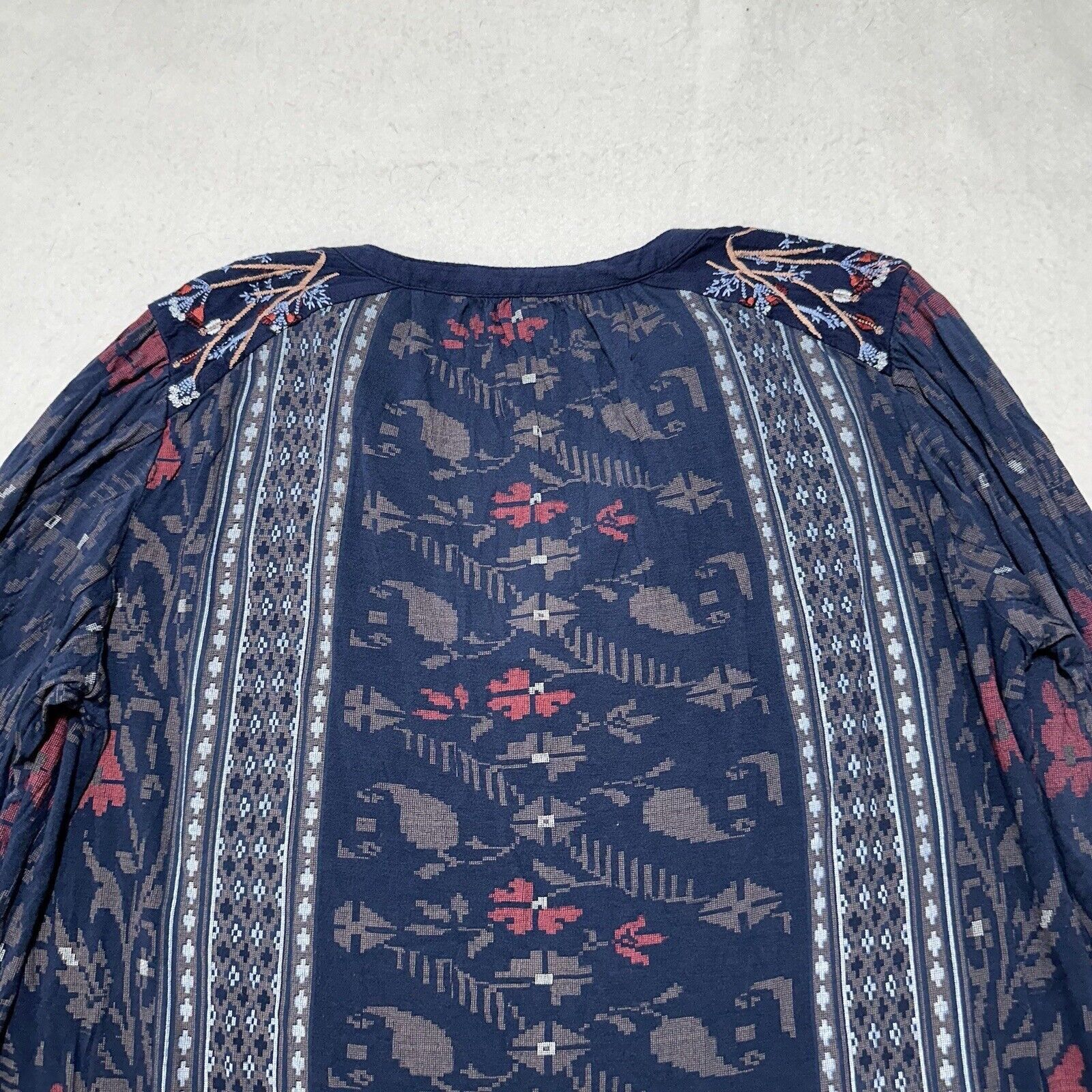 Lucky Brand Lucky Brand Medium Bell Sleeve Blouse Boho Floral Stripe Top Size M / US 6-8 / IT 42-44 - 12 Thumbnail