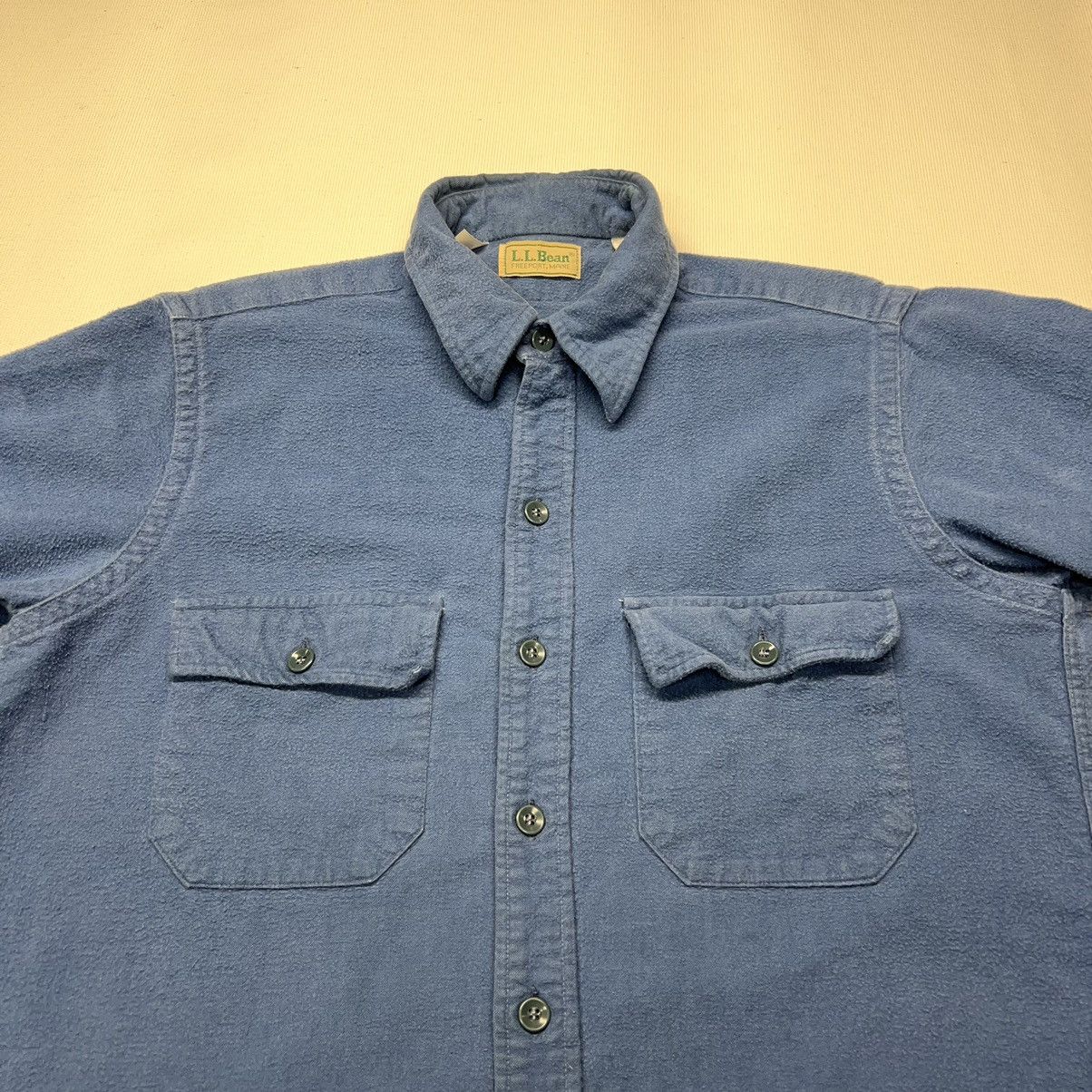 L.L. Bean × Vintage VTG LL Bean Flannel Shirt Blue Chamois Cloth Button Up Retro Size US M / EU 48-50 / 2 - 3 Thumbnail