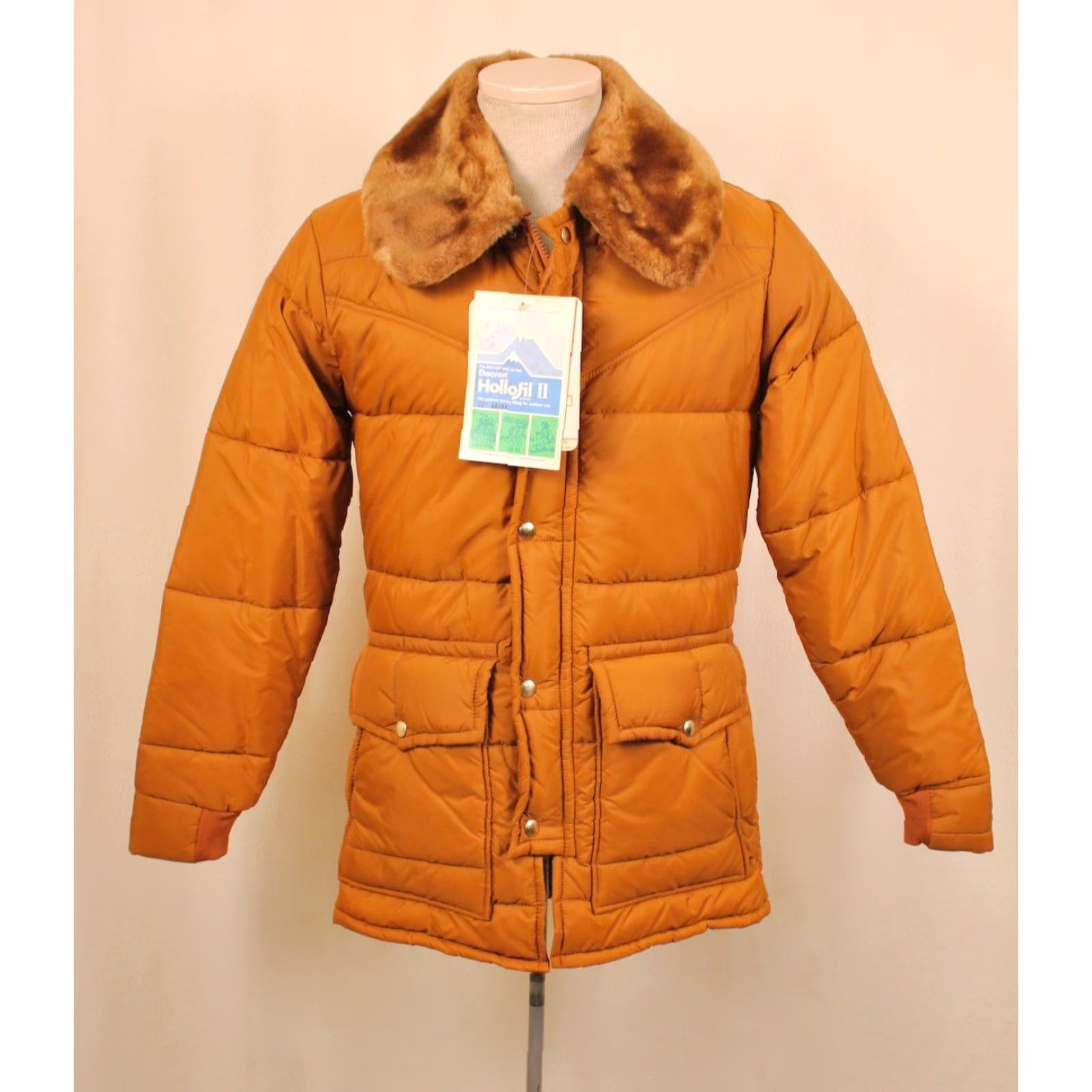 Walls Walls VTG 1970s Puffer Coat XS Brown Nylon Mens Puffer Coat 70s Walls NOS Vintage Coat Size US XS / EU 42 / 0 - 2 Thumbnail