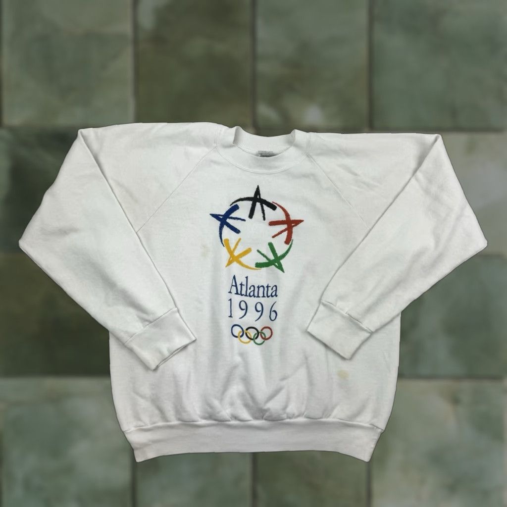 Vintage VINTAGE Oneita 1996 Olympics Sweatshirt Adult XL White Atlanta Crewneck Pullover Sports Shirt Mens 90s USA Size US XL / EU 56 / 4 - 1 Thumbnail