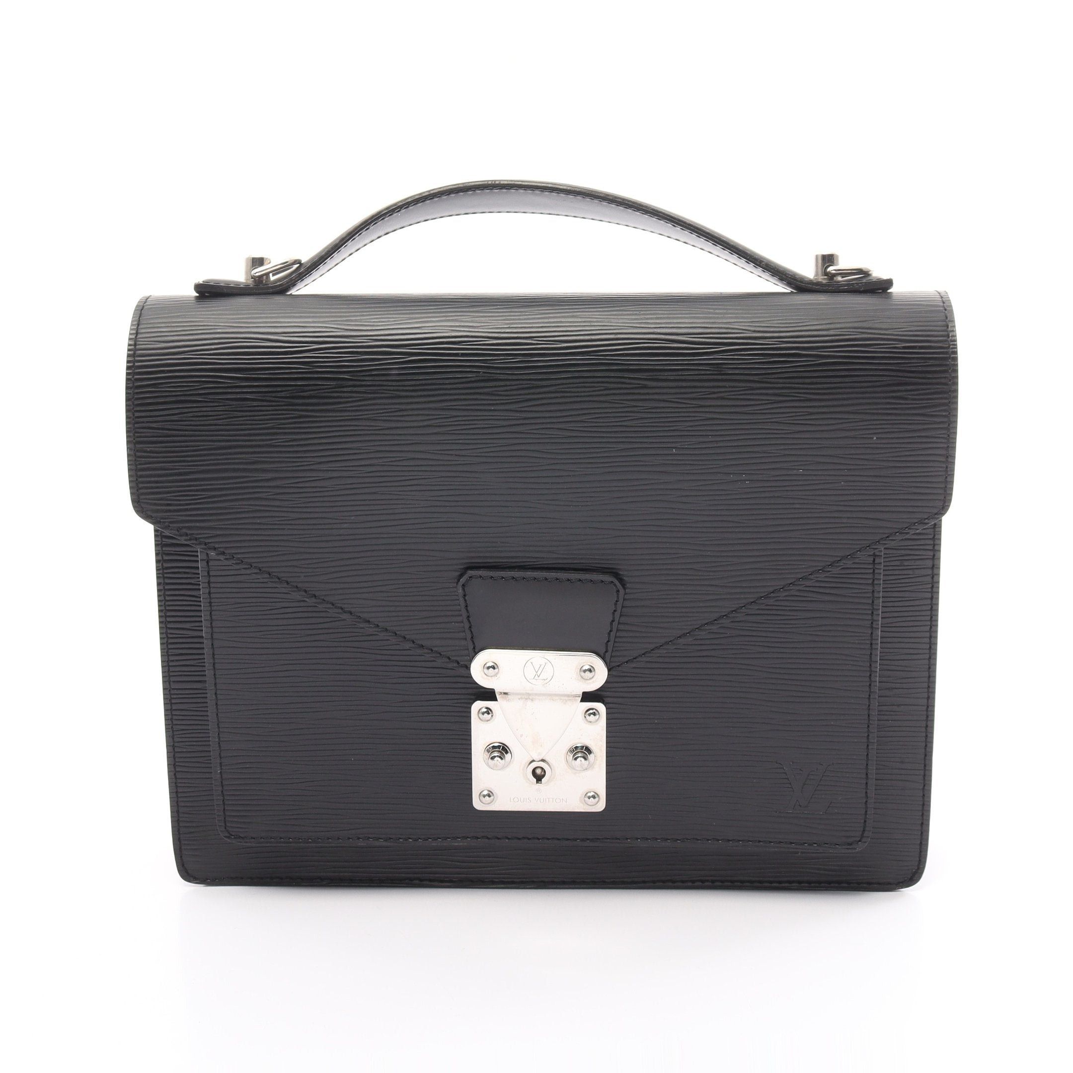 image of Louis Vuitton Monceau Epi Noir Handbag Leather Black, Women's