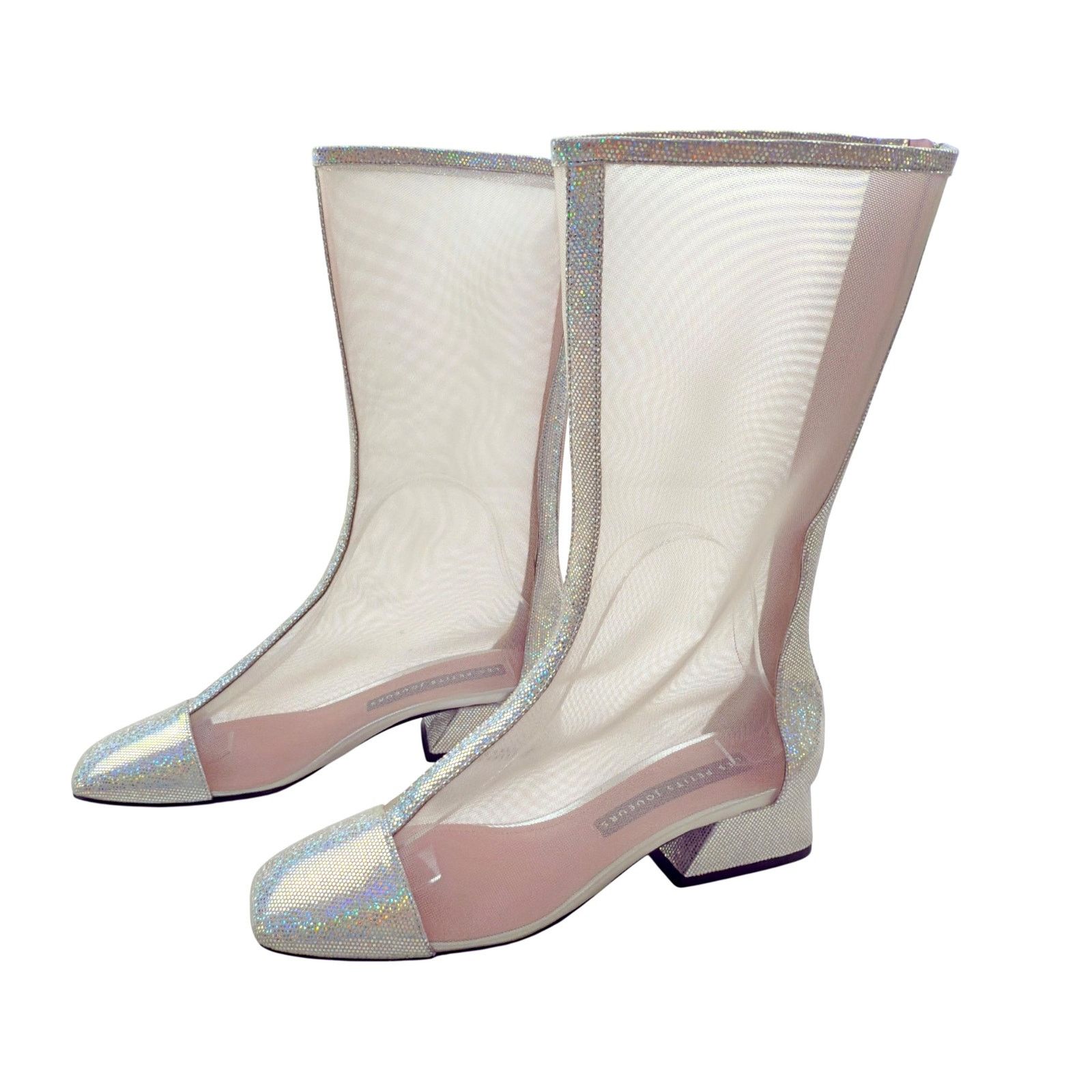 Other NEW Les Petits Joueurs Silver Mesh Petit Narciso Boots Italy Size US 8.5 / IT 38.5 - 5 Thumbnail