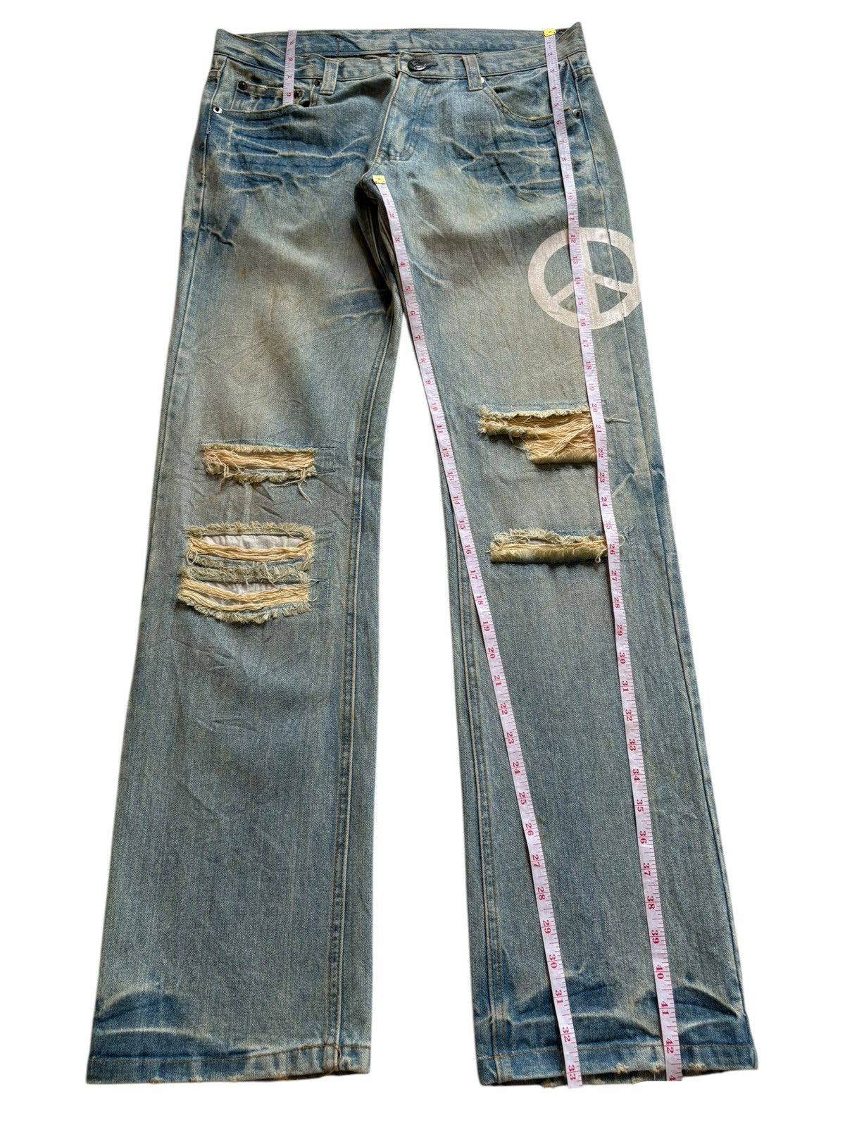 Japanese Brand Vintage Japanese Brand Peace Spell Out Mud Wash Loose Jeans Size US 34 / EU 50 - 13 Thumbnail