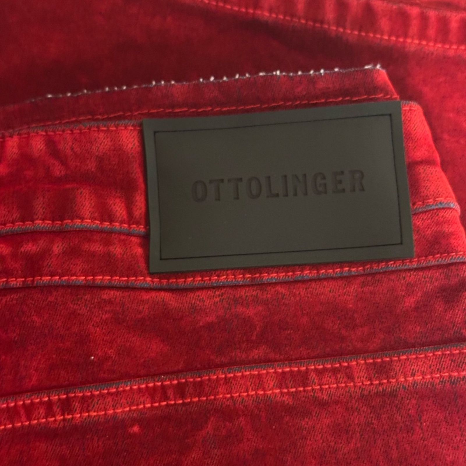 Ottolinger Red Velvet Double Fold Wide leg Jeans size L Unisex Cotton Size 32" / US 10 / IT 46 - 12 Thumbnail