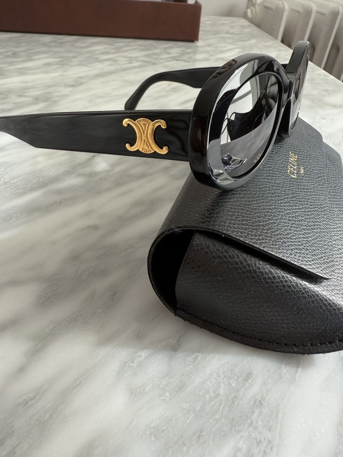 Celine Celine Triomphe Oval-frame black sunglasses Size ONE SIZE - 2 Thumbnail