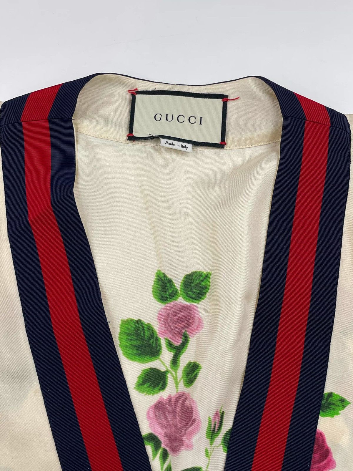 Gucci GucciRose red and blue striped mulberry silk cardigan jacke Size XS / US 0-2 / IT 36-38 - 13 Thumbnail