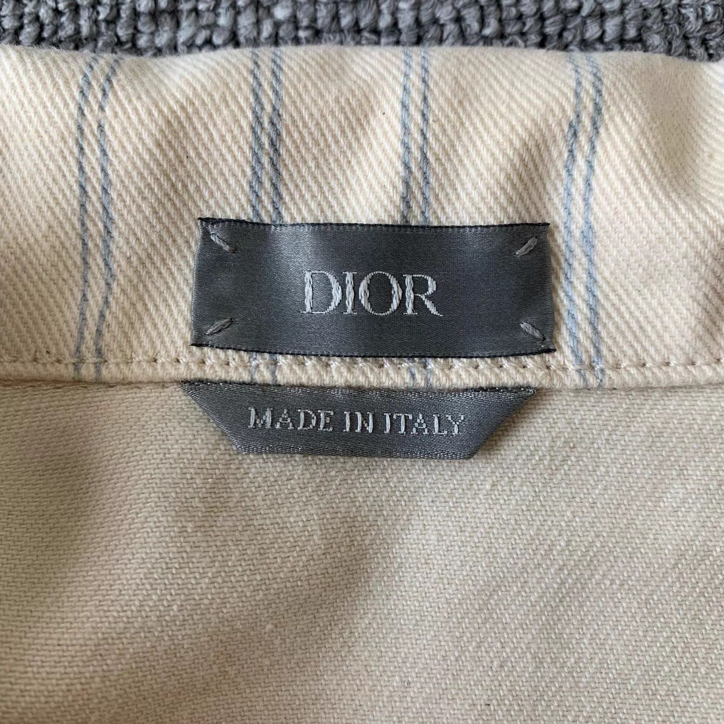 Dior Dior x HYLTON NEL 25 New Cream Stripe Logo Denim JKT 46 Size US S / EU 44-46 / 1 - 6 Thumbnail