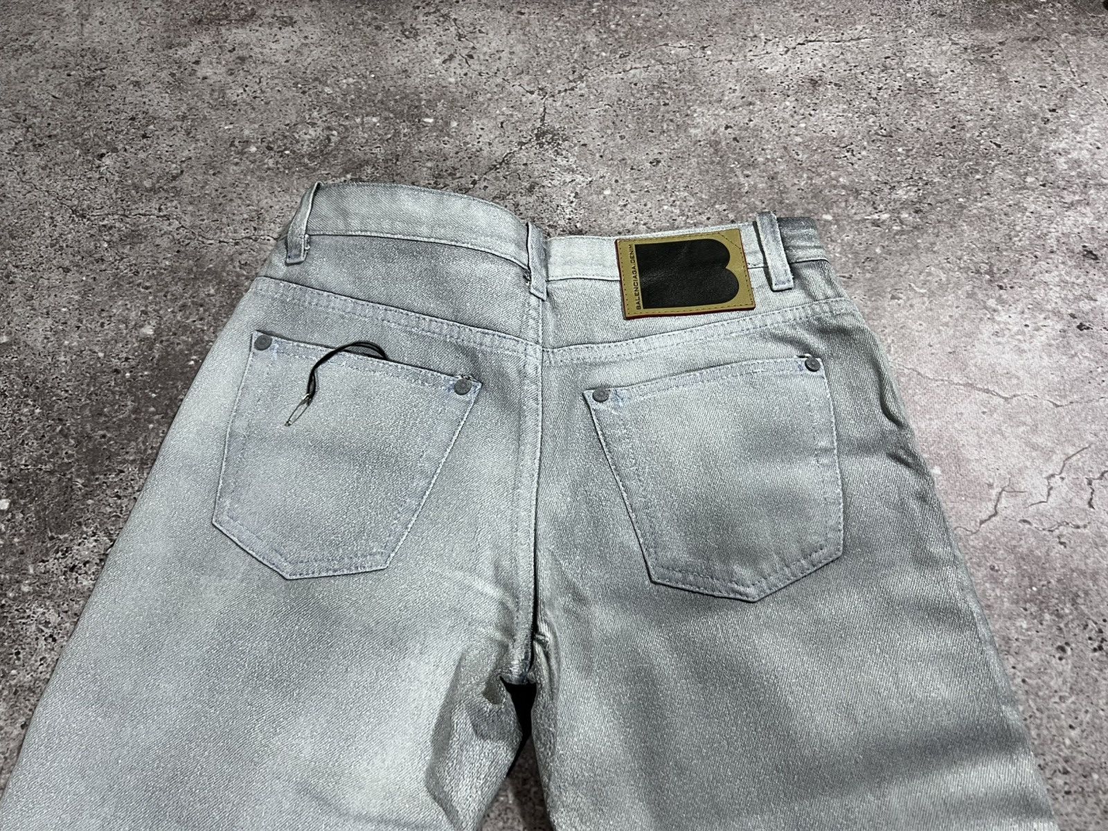 Balenciaga Deadstock Balenciaga 2008 Silver Painted Denim Jeans Size 27 Size US 27 - 14 Thumbnail
