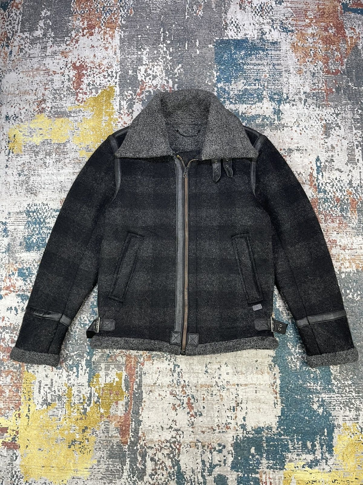 Diesel Type N.78 Wool Faux Fur Striped Bomber Jackets