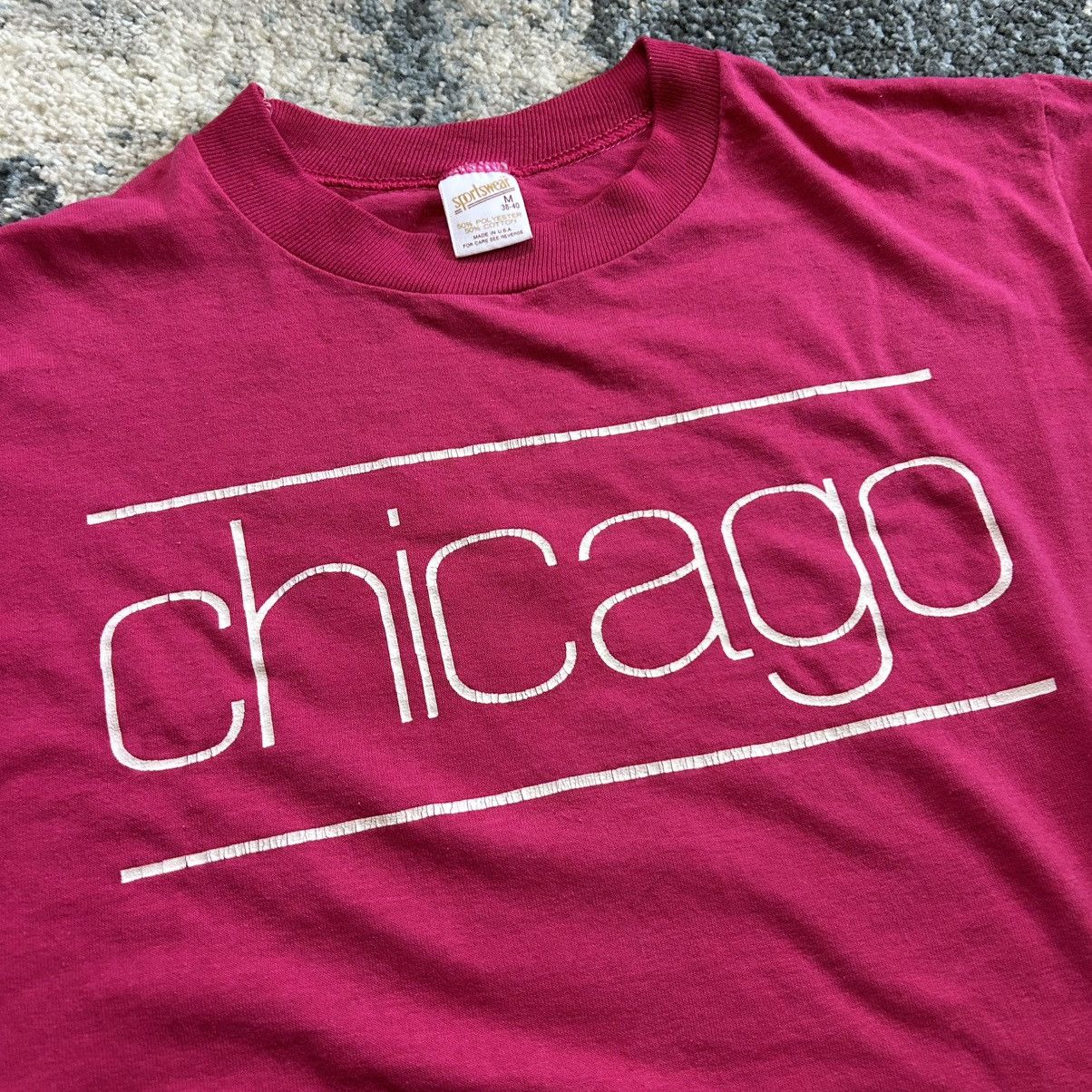 Vintage 90s SLUBBY SiNGLE STiTCH HOT PiNK CHiCAGO SOUVENiR FUCHSiA Size M / US 6-8 / IT 42-44 - 5 Thumbnail