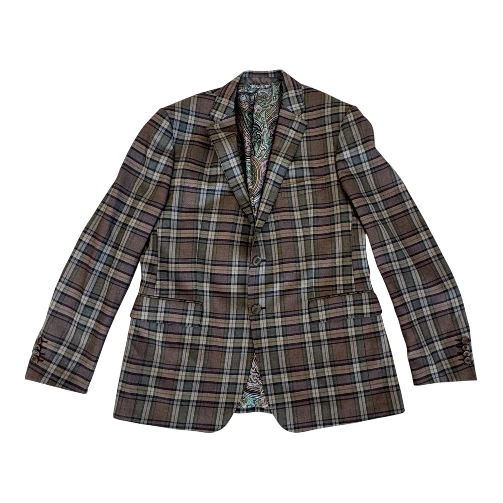 Etro Etro 54 Men's Wool Plaid Blazer | Paisley Lining Size 44R - 1 Thumbnail
