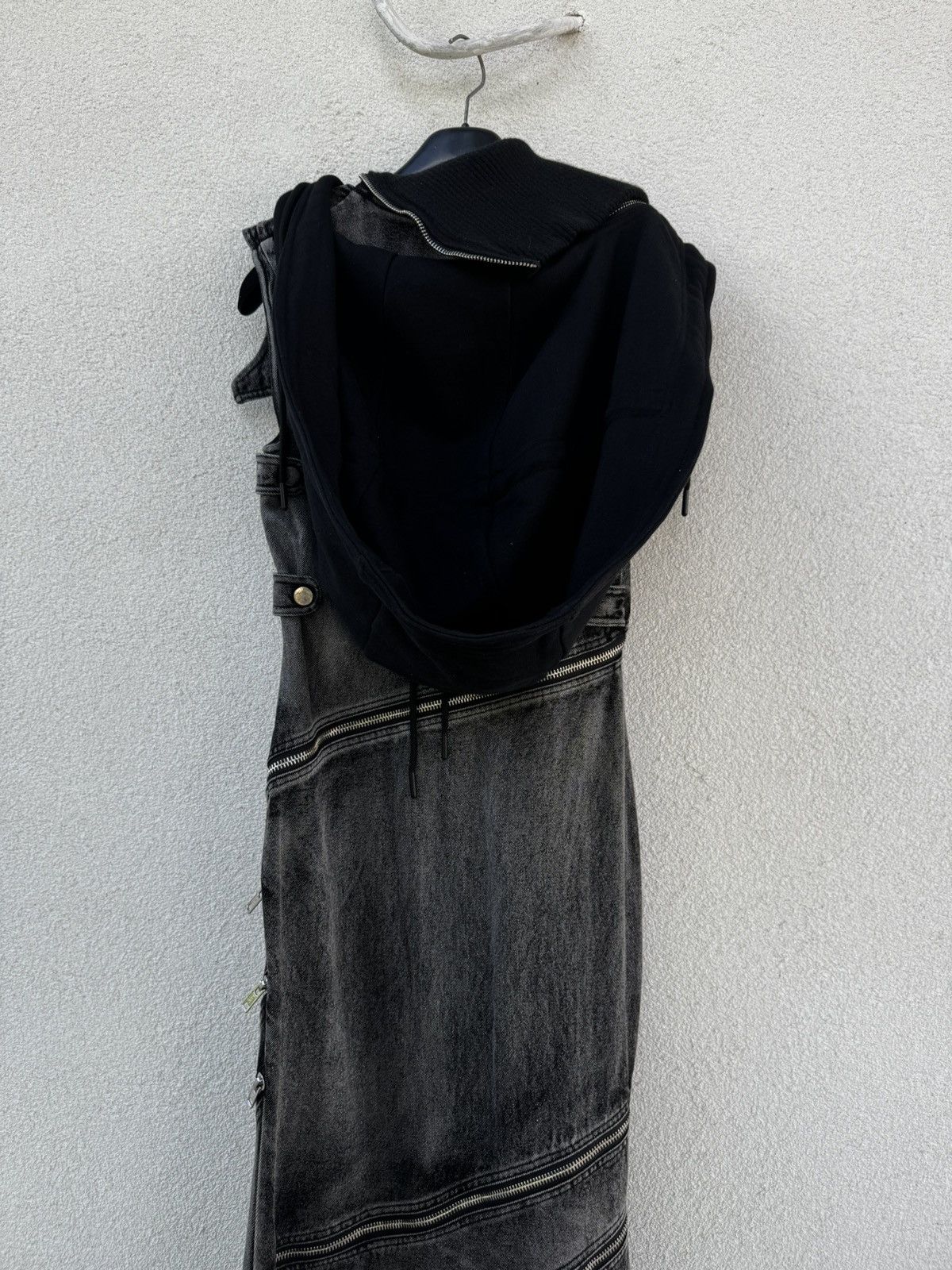 No Faith Studios NO/FAITH STUDIOS denim Gown S Black Zipped faded hooded 4.6k Size S / US 4 / IT 40 - 15 Thumbnail