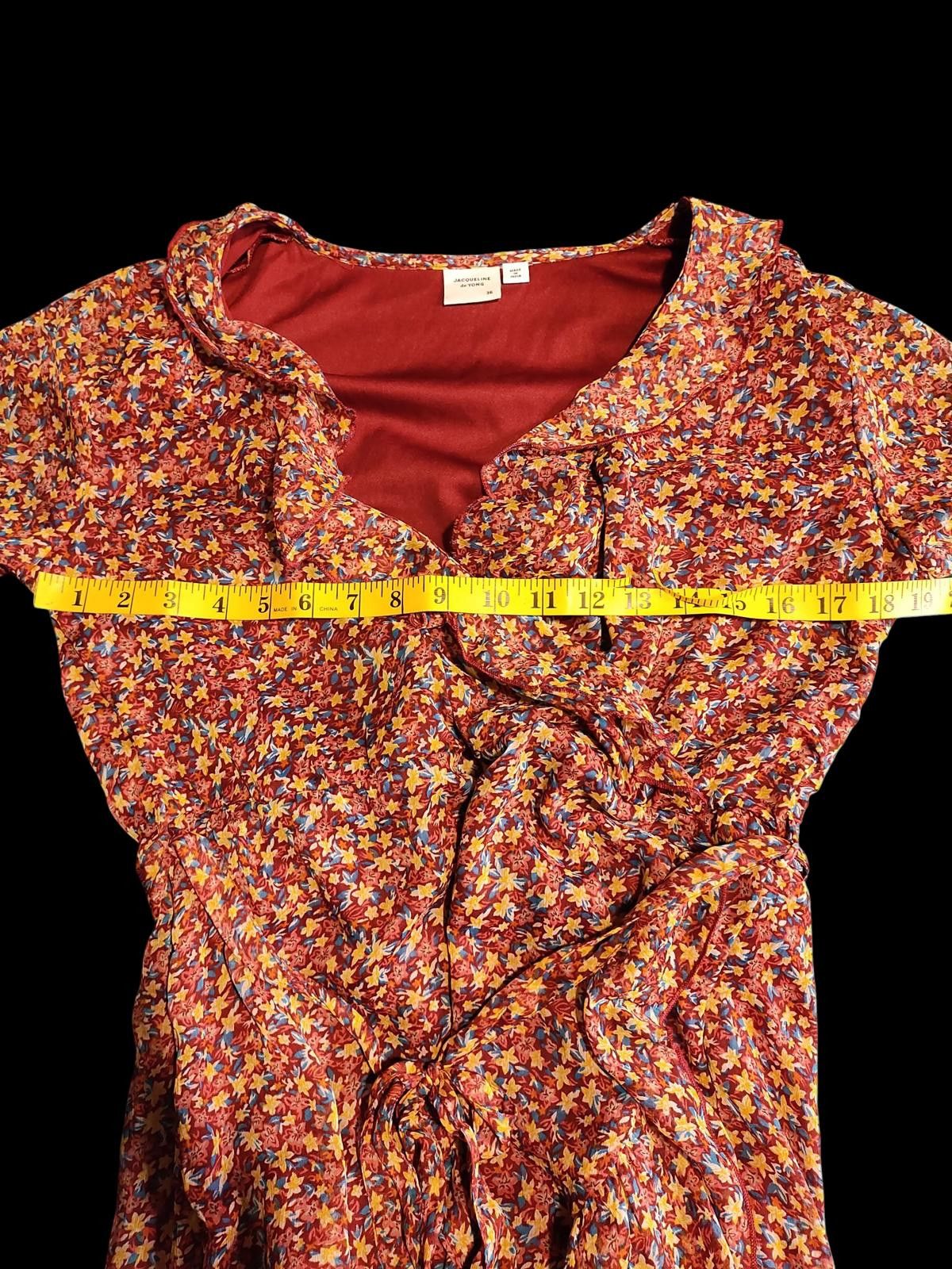 Other Jacqueline de Yong Brown Floral Midi Dress w/Ruffle Detail Size M / US 6-8 / IT 42-44 - 8 Thumbnail