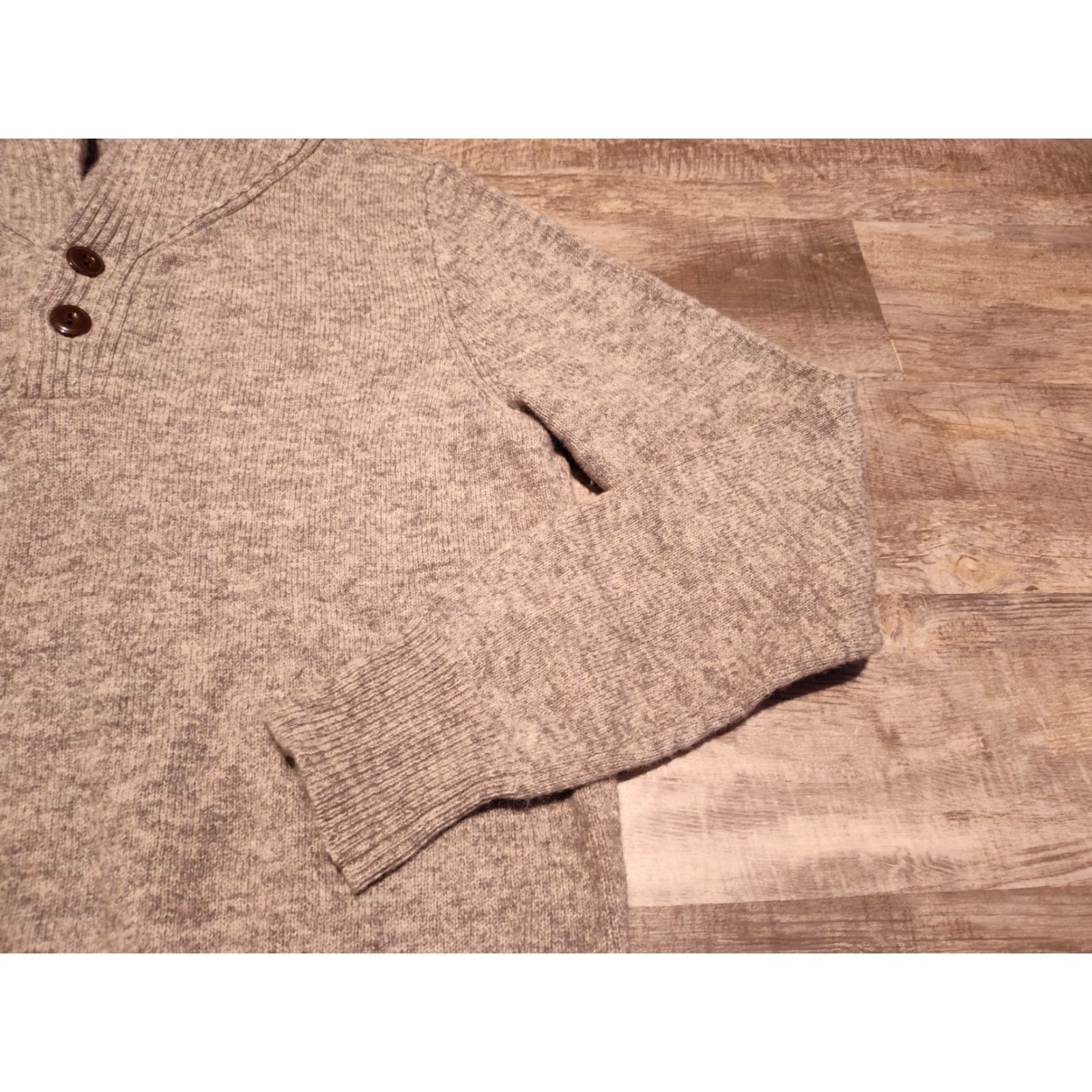 Faconnable Faconnable Sweater Mens L Gray Lambs Wool Blend Button Shawl Neck Pullover Size US L / EU 52-54 / 3 - 5 Thumbnail