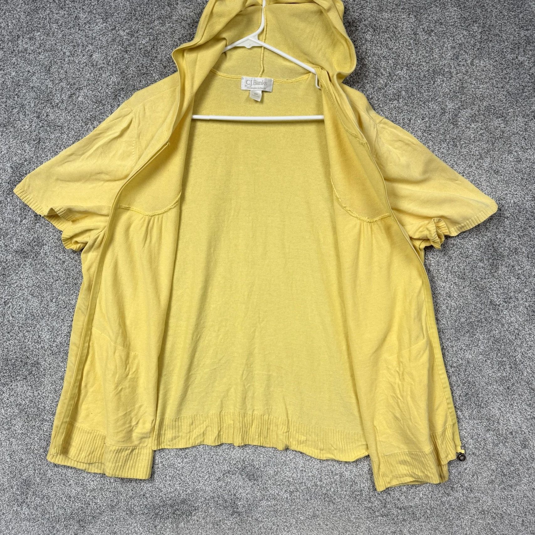 Vintage CJ Banks Cardigan Sweater Womens 2X Plus Yellow Hooded Full Zip Cotton Pastel Size XXL / US 16-18 / IT 52-54 - 6 Thumbnail
