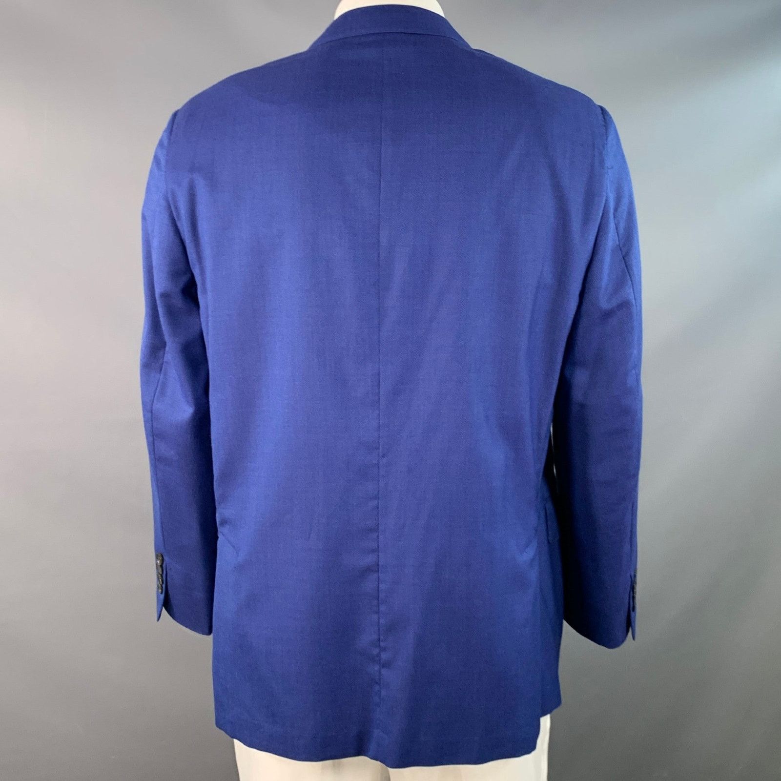 Hickey Freeman Size 44 Regular Blue Wool Silk Notch Lapel Sport Coat Size 44R - 3 Thumbnail