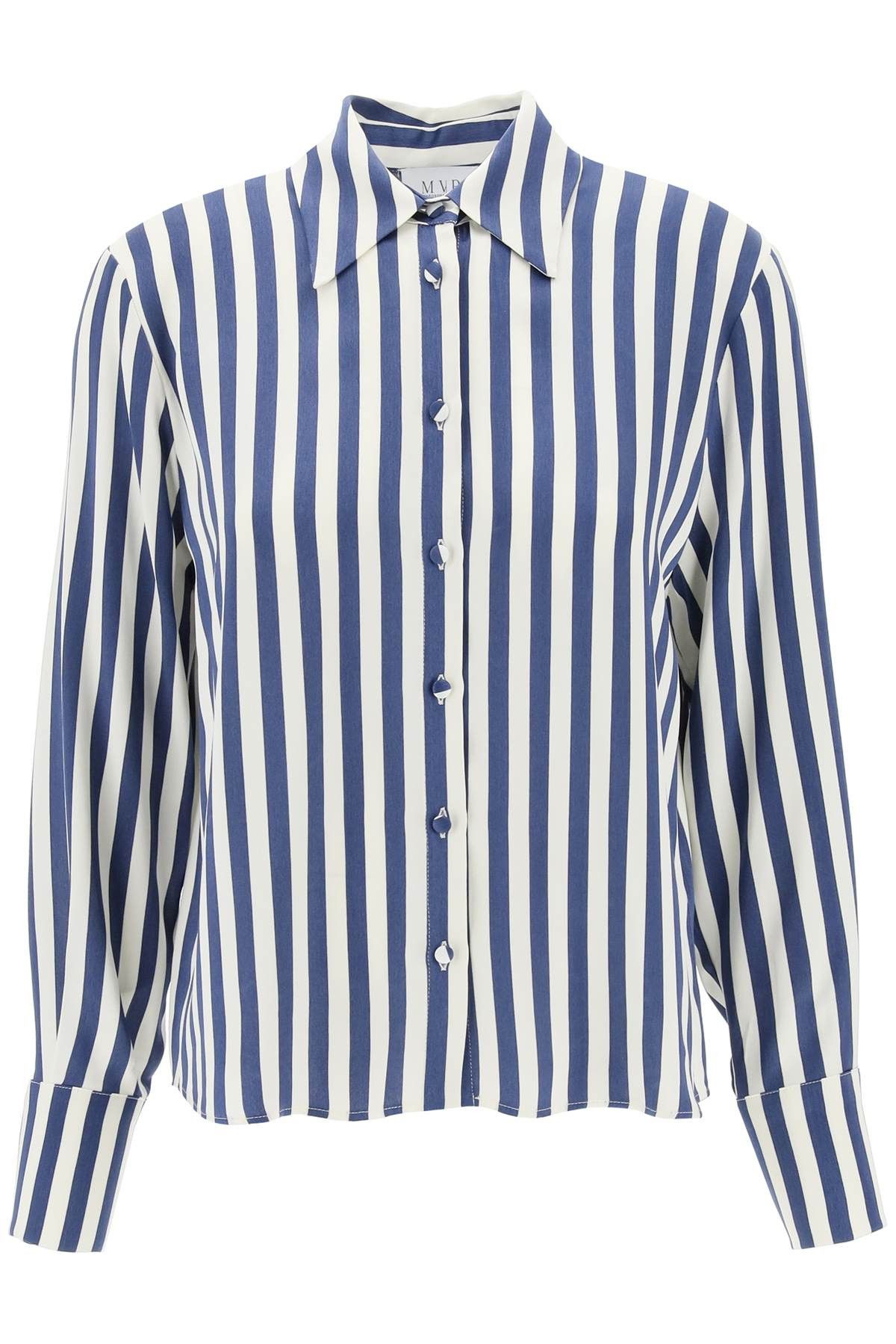 image of Mvp "striped Charmeuse Shirt By Le in Bianco, Women's (Size Small)