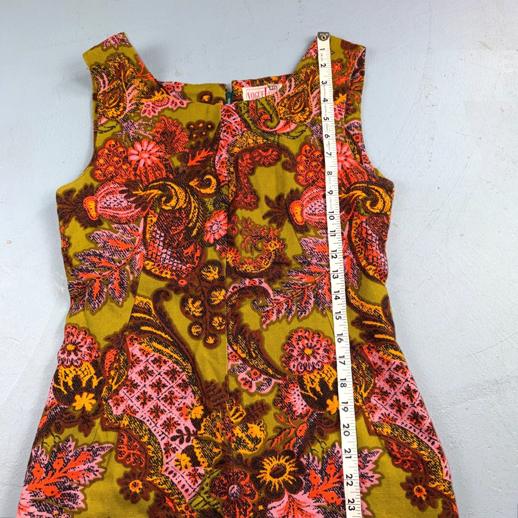 Vogue VINTAGE Vogue Short Dress Casual S/M 1950s Yellow Rockabilly Boho 60s Look Womens Size 28" / US 6 / IT 42 - 3 Thumbnail