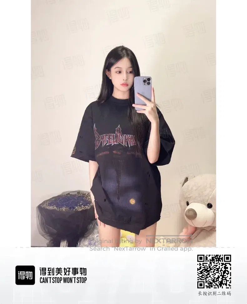 Balenciaga Balenciaga Distressed Phantom Print Short Sleeve T-Shirt Size US M / EU 48-50 / 2 - 7 Thumbnail