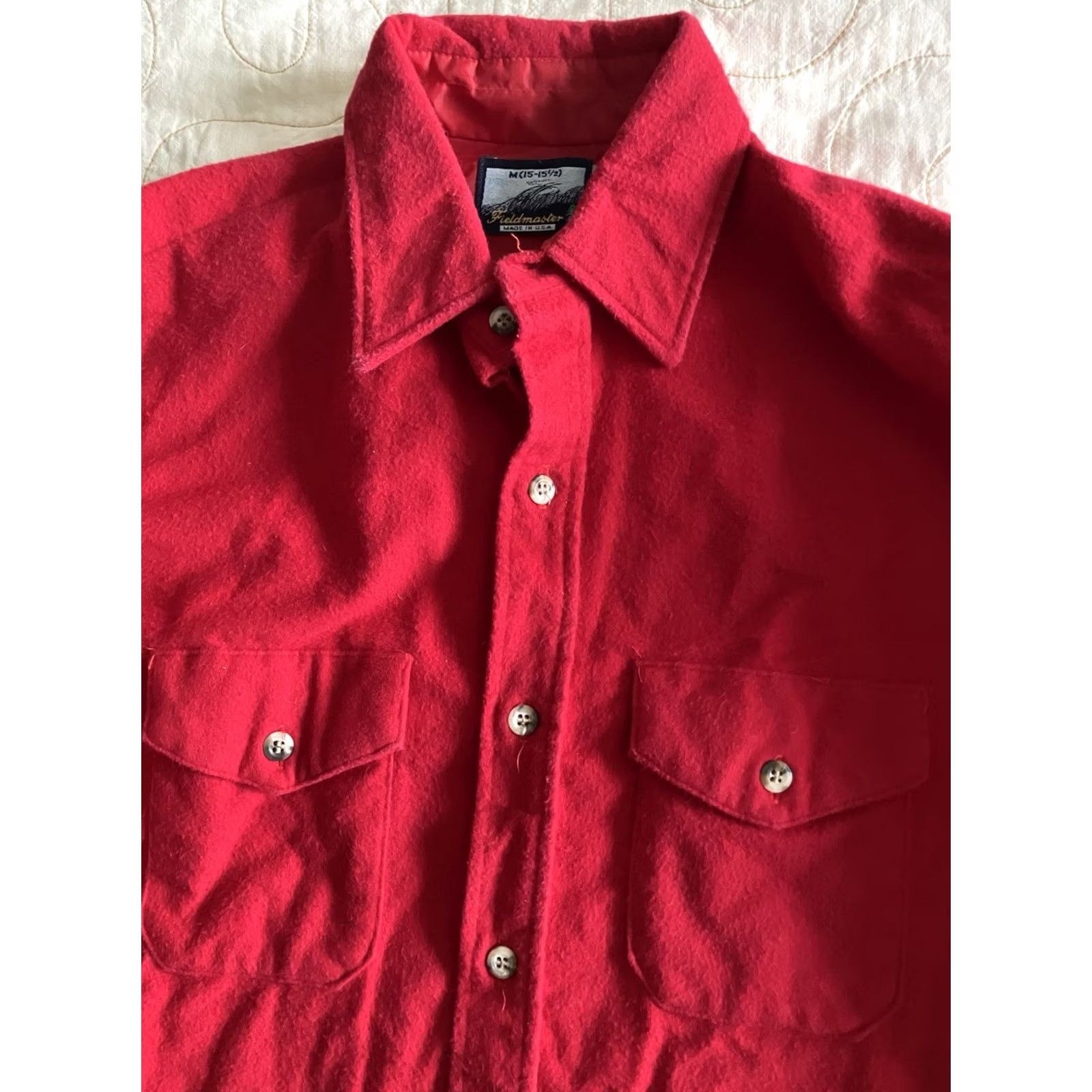 Vintage VINTAGE Fieldmaster Shirt Men's M Medium Solid Red Flannel Button Down Soft Size US M / EU 48-50 / 2 - 7 Thumbnail