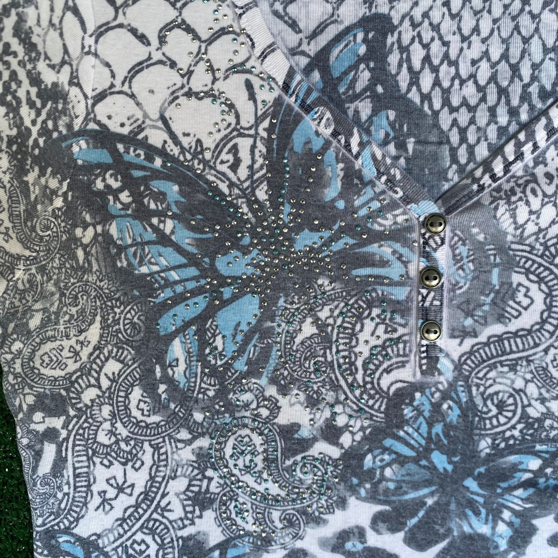 Vintage Vintage Y2K Butterfly Paisley Shirt Goth Punk AOP 2000s Tee Size US L / EU 52-54 / 3 - 3 Thumbnail