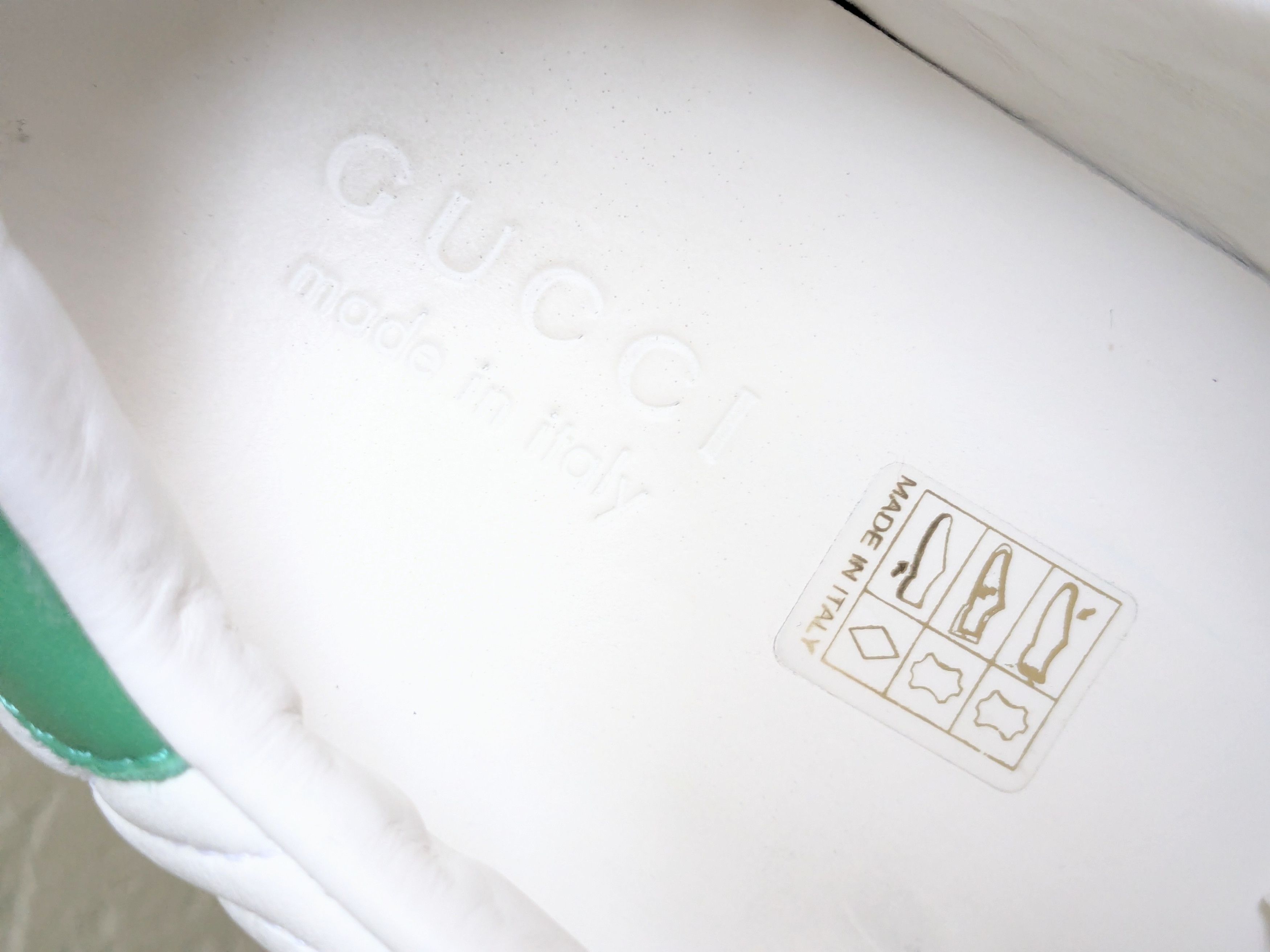 Gucci Gucci Ace Sneakers Rhombus White Green 9.5 Leather Size US 9.5 / EU 42-43 - 7 Thumbnail