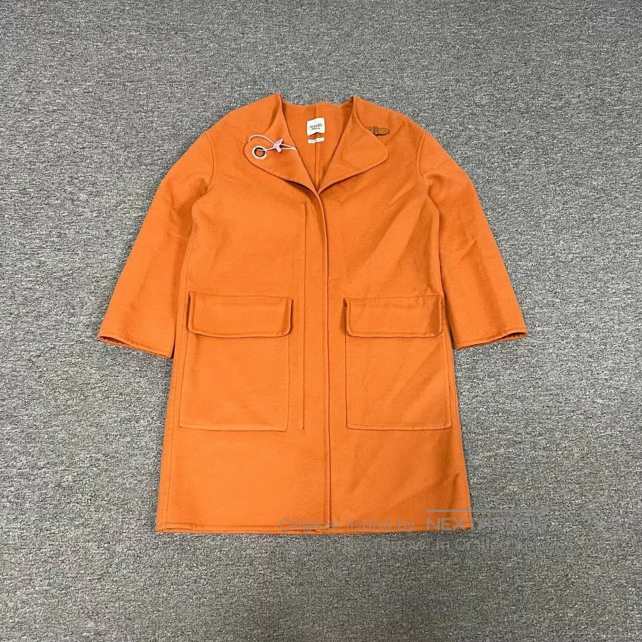 Hermes Hermes Orange Cashmere Coat with Leather Buckle. Size XS / US 0-2 / IT 36-38 - 1 Thumbnail
