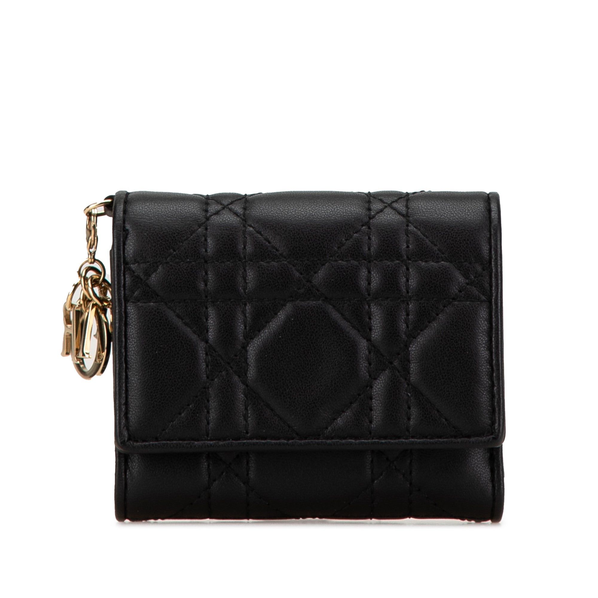 Dior Dior Lambskin Cannage Lady Dior Lotus Wallet Black Size ONE SIZE - 1 Thumbnail