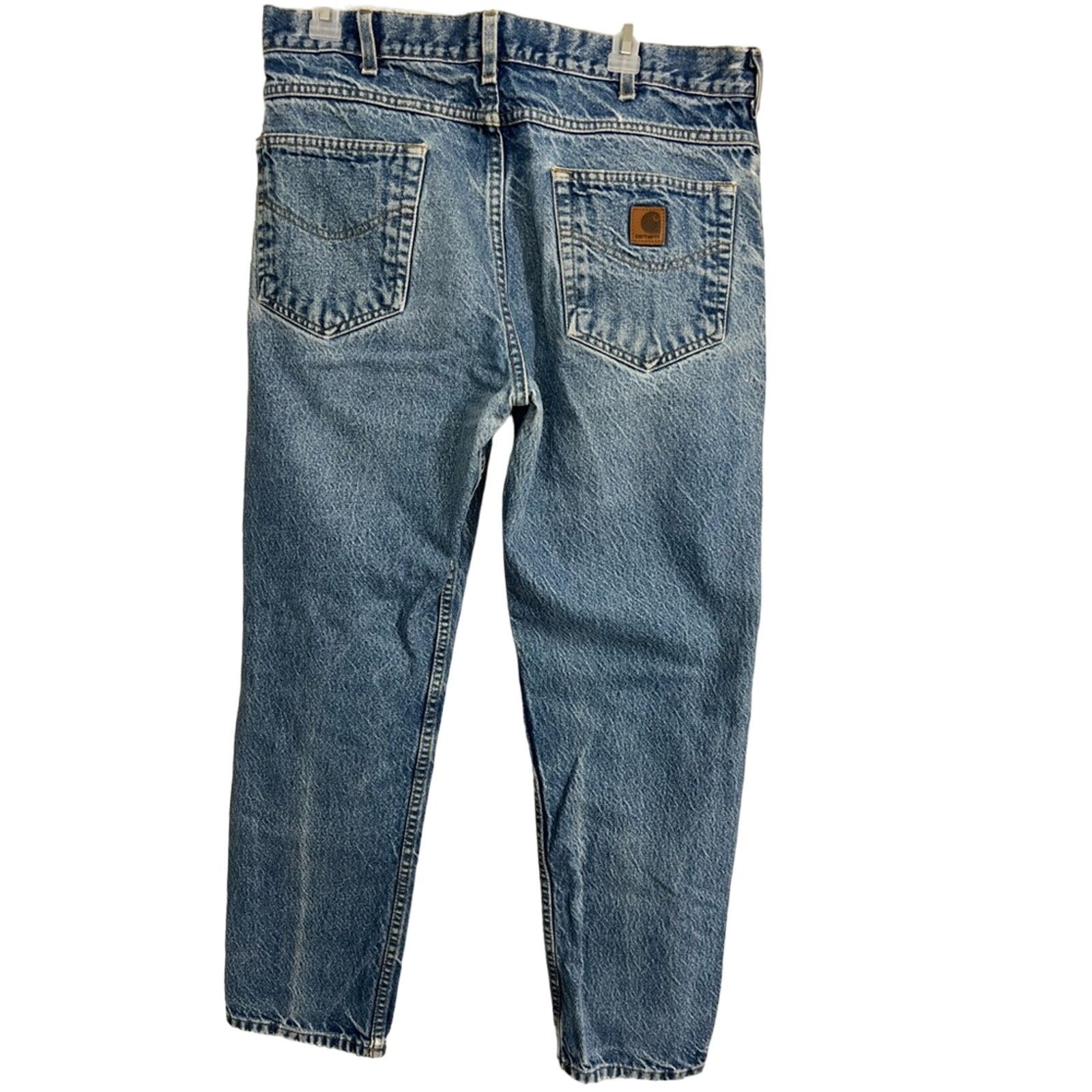 Carhartt Carhartt B18 PRW Mens 36x30 Relaxed Fit Blue Denim Jeans Size US 36 / EU 52 - 3 Thumbnail