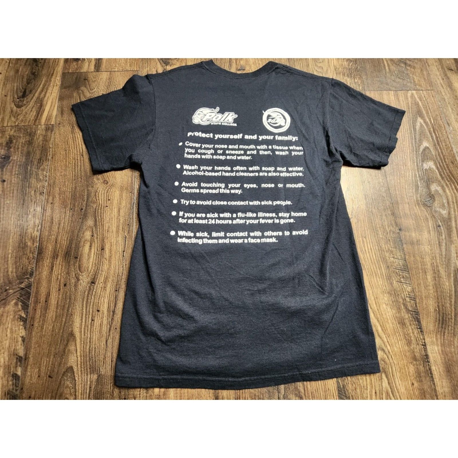 Jerzees VINTAGE Jerzees T-Shirt - Men's - Size M - Black - Short Sleeve Crew Neck - H1N1 Swine Flu Polk State College - Funny Art Music Theme - Double Sided Size US M / EU 48-50 / 2 - 2 Thumbnail