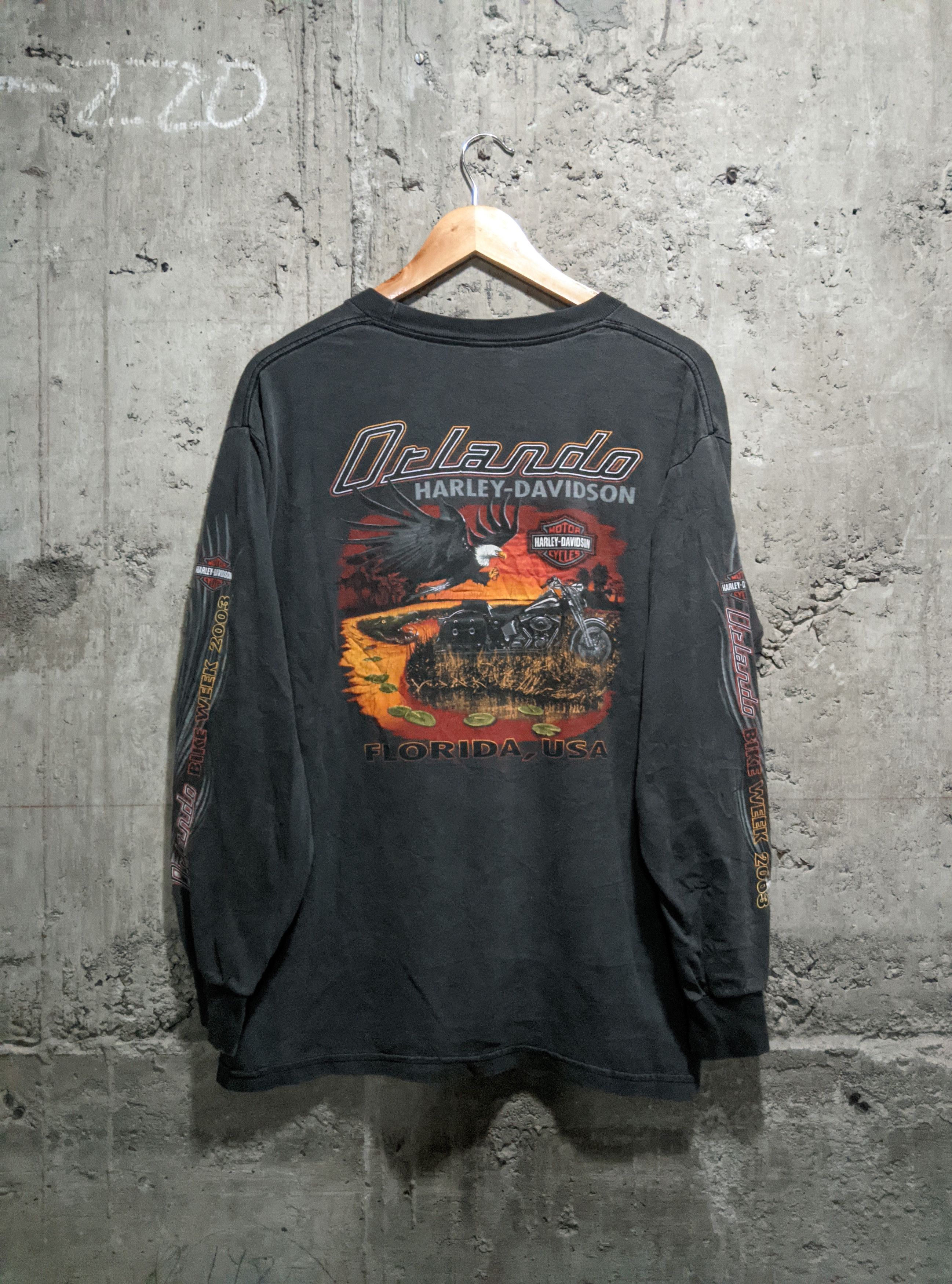 Harley Davidson Vintage 2003 Harley Davidson sleeve flame wcc sun faded erd Size US L / EU 52-54 / 3 - 2 Thumbnail