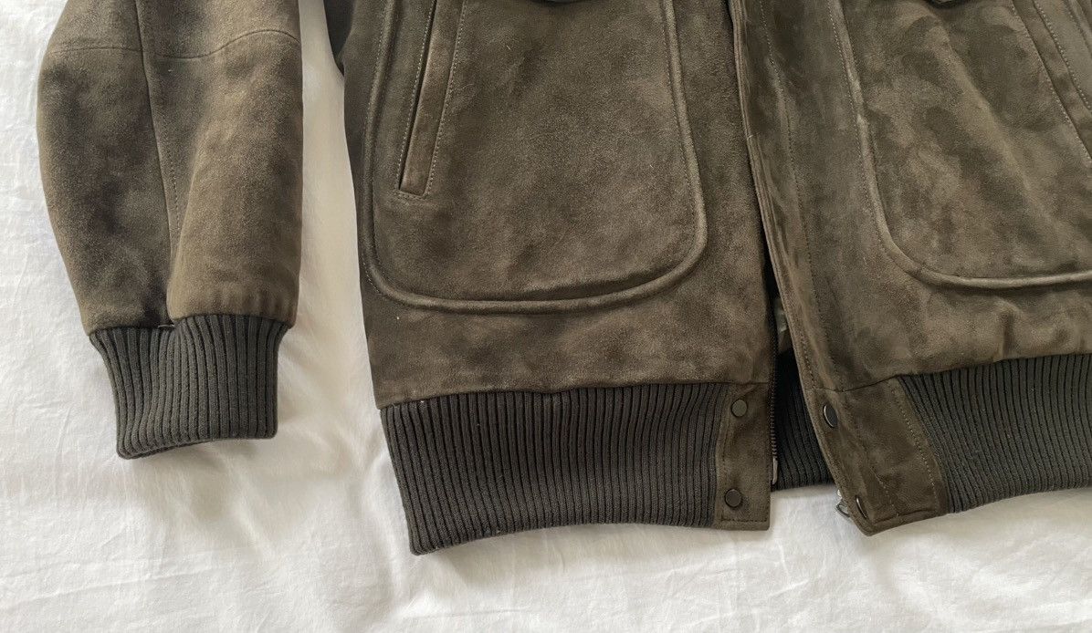 Thom Sweeney Incredible Olive Green/Brown Leather Suede Bomber Jacket Size US L / EU 52-54 / 3 - 9 Thumbnail