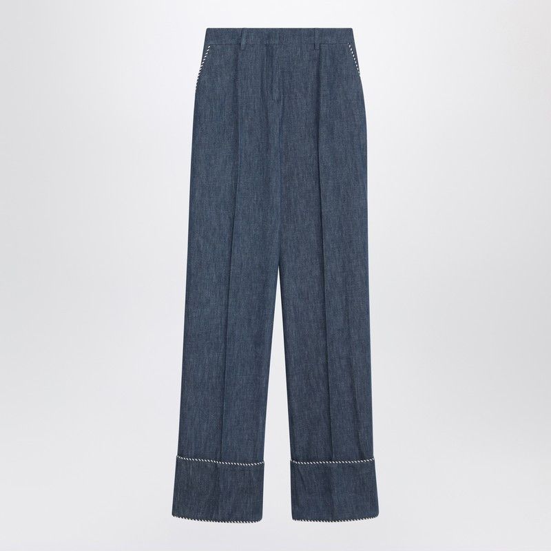 Valentino Valentino Blue Trousers In Chambray Denim Size 28" / US 6 / IT 42 - 1 Thumbnail