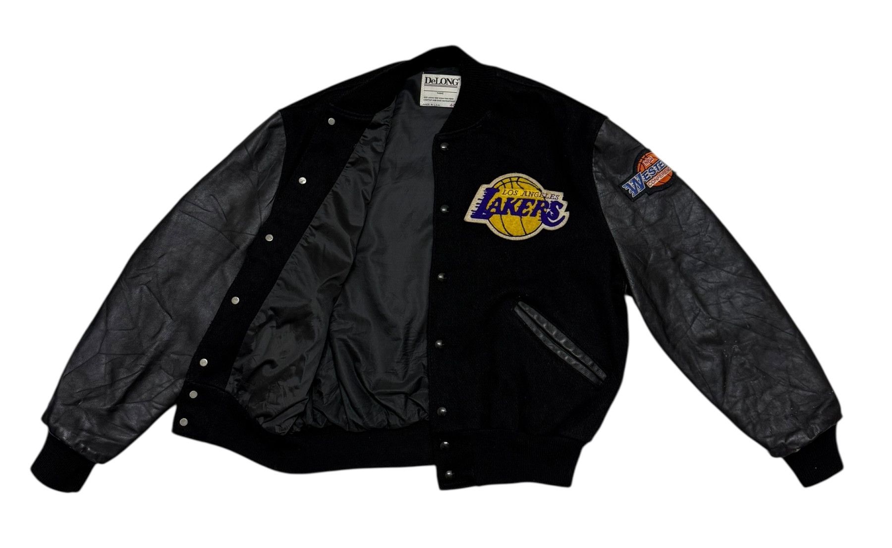 Delong Delong Lakers Big Logo Leather Wool Varsity Jacket Size US L / EU 52-54 / 3 - 13 Thumbnail
