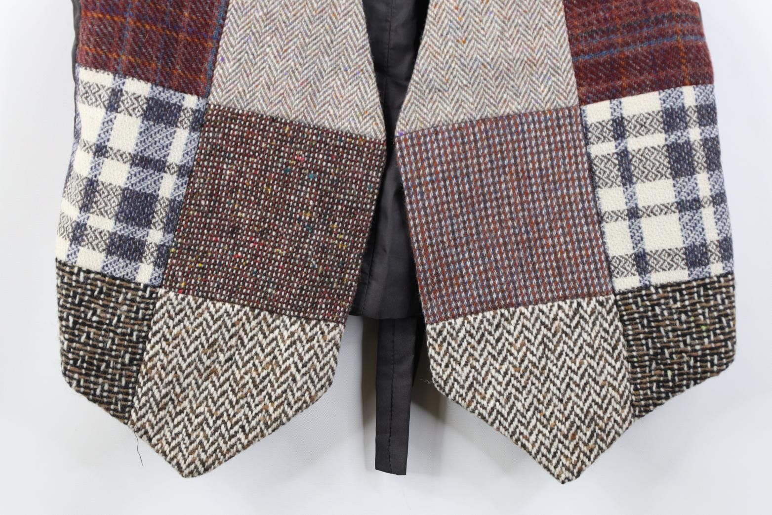 Vintage Vintage 90s Streetwear Tweed Patchwork Tie Back Vest Jacket Size M / US 6-8 / IT 42-44 - 3 Thumbnail