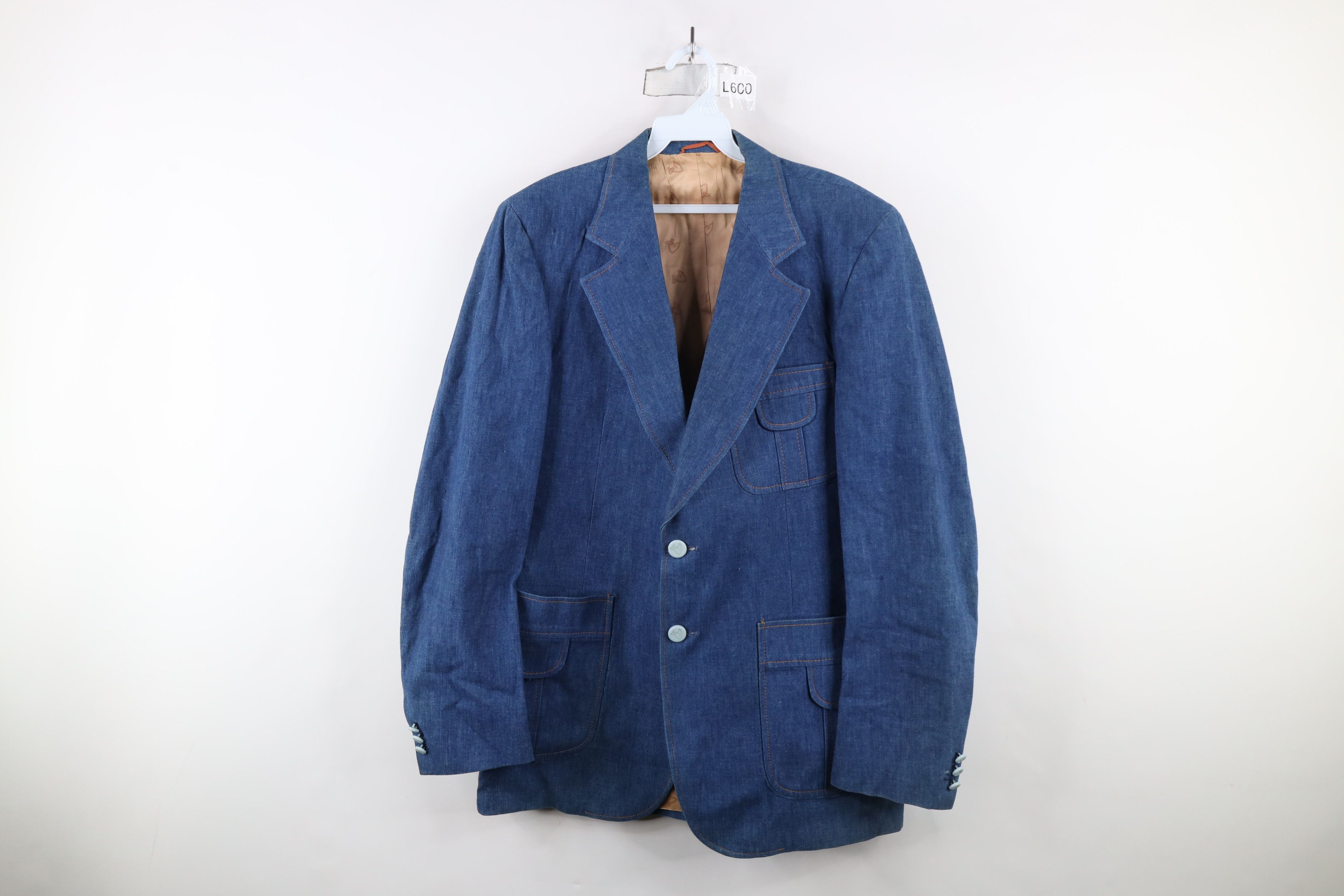 Vintage Vintage 70s Streetwear Denim Jean Blazer Suit Jacket USA Size US XL / EU 56 / 4 - 1 Thumbnail