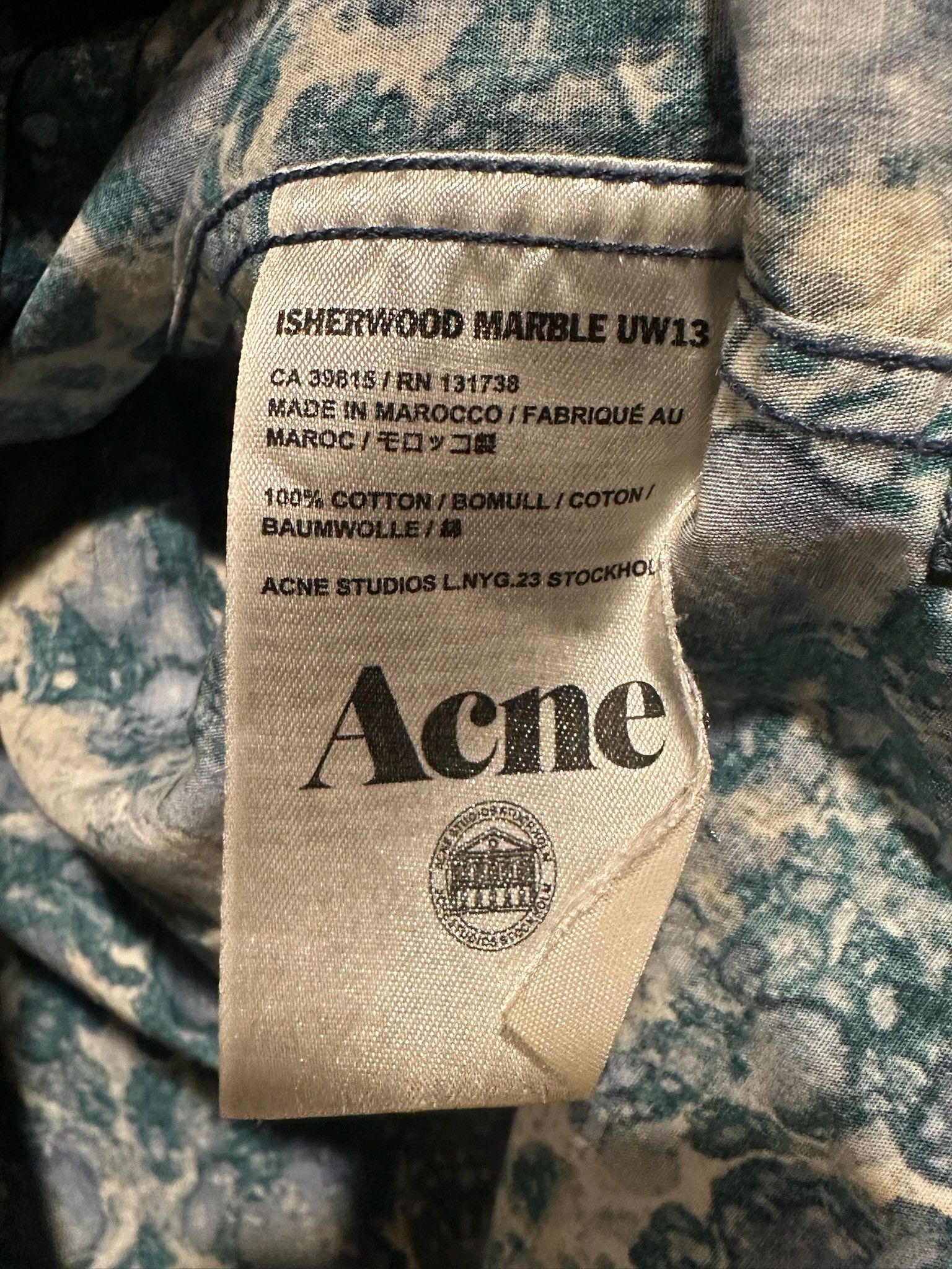 Acne Studios FW13 Isherwood Marble Button Up Down Shirt 52 Vintage Size US L / EU 52-54 / 3 - 4 Thumbnail