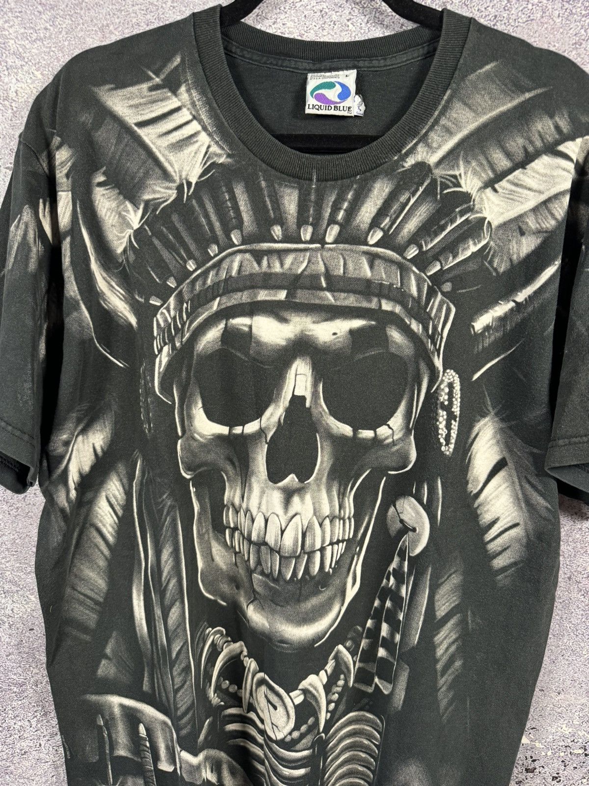 Liquid Blue × Vintage 90’s Vintage 1997 Liquid Blue Shirt XL Skeleton Indian AOP Size US L / EU 52-54 / 3 - 4 Thumbnail