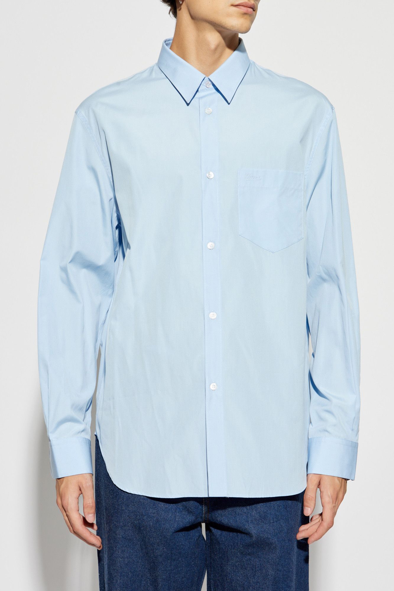 Gucci o1la5ras0426 Cotton Poplin Shirt in Blue Size US XL / EU 56 / 4 - 3 Thumbnail
