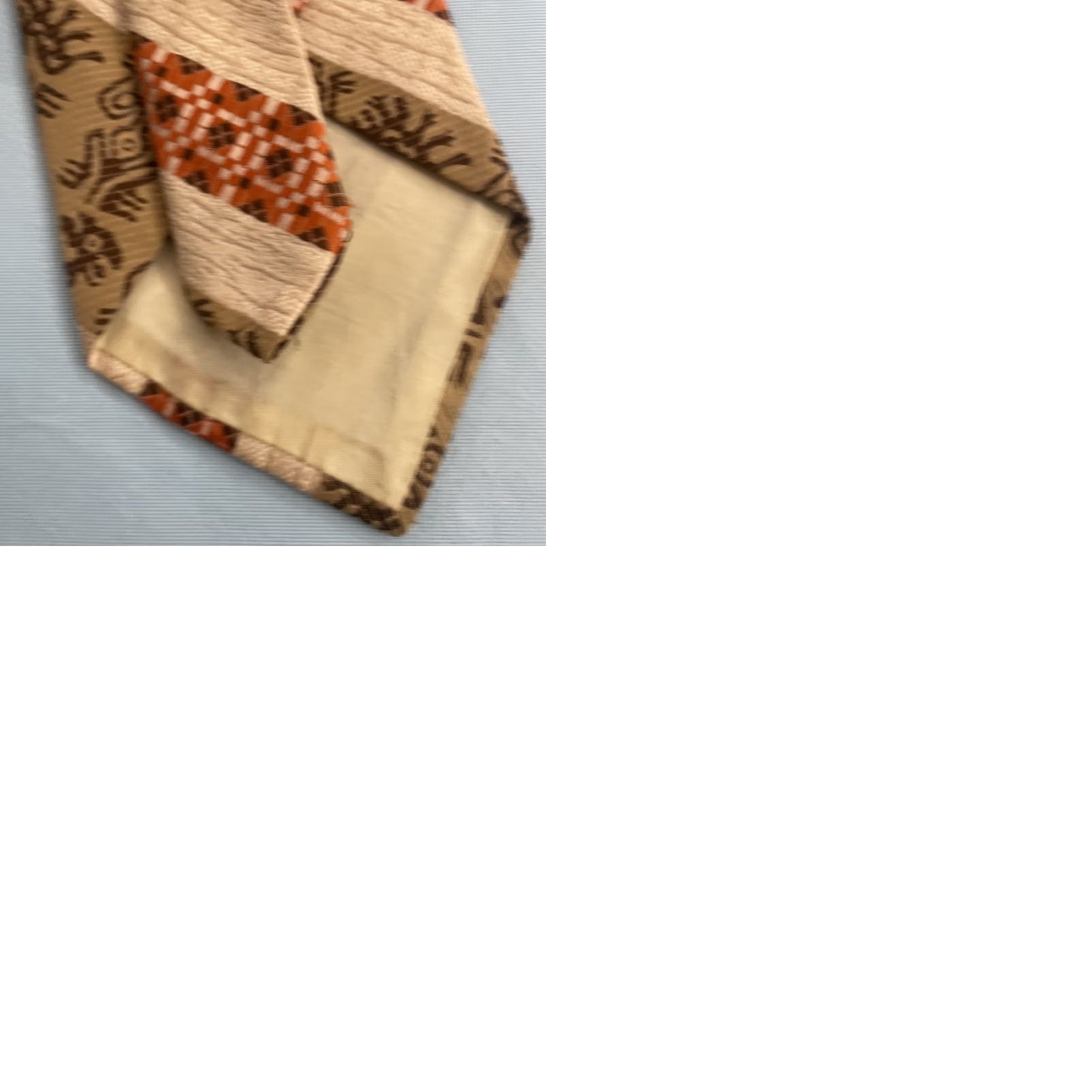 Vintage VINTAGE Necktie Ties+ Dacron ExtraWide Kipper 4.5" Tribe Brown Orange TieTac Men Tie Size ONE SIZE - 12 Thumbnail