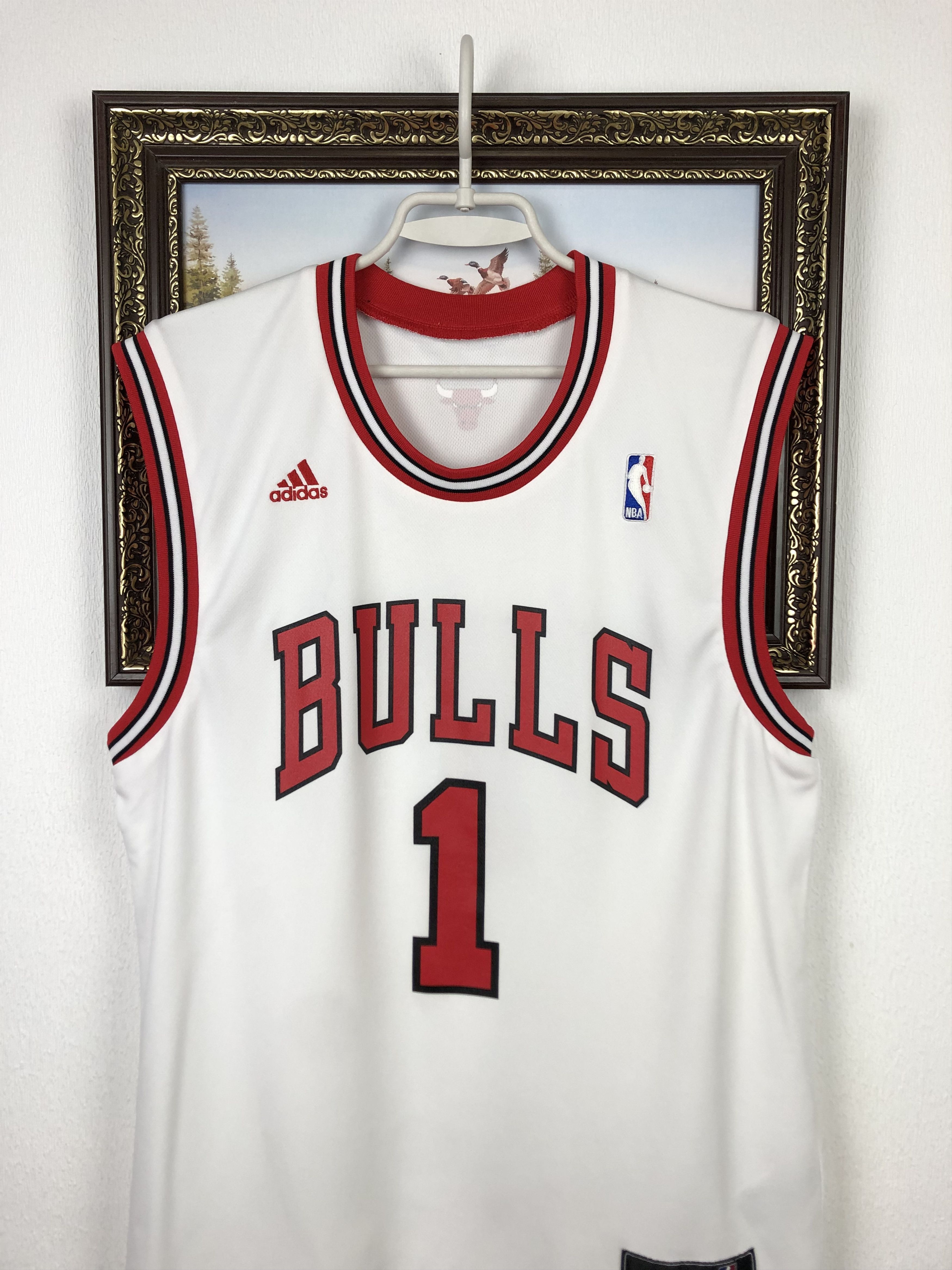 Adidas White Chicago Bulls Derrick Rose NBA Jersey Shirt Tee