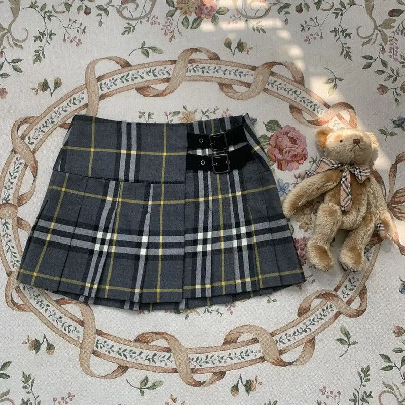 Burberry Burberry Gray Wool Plaid Mini Skirt Size 23" - 1 Thumbnail