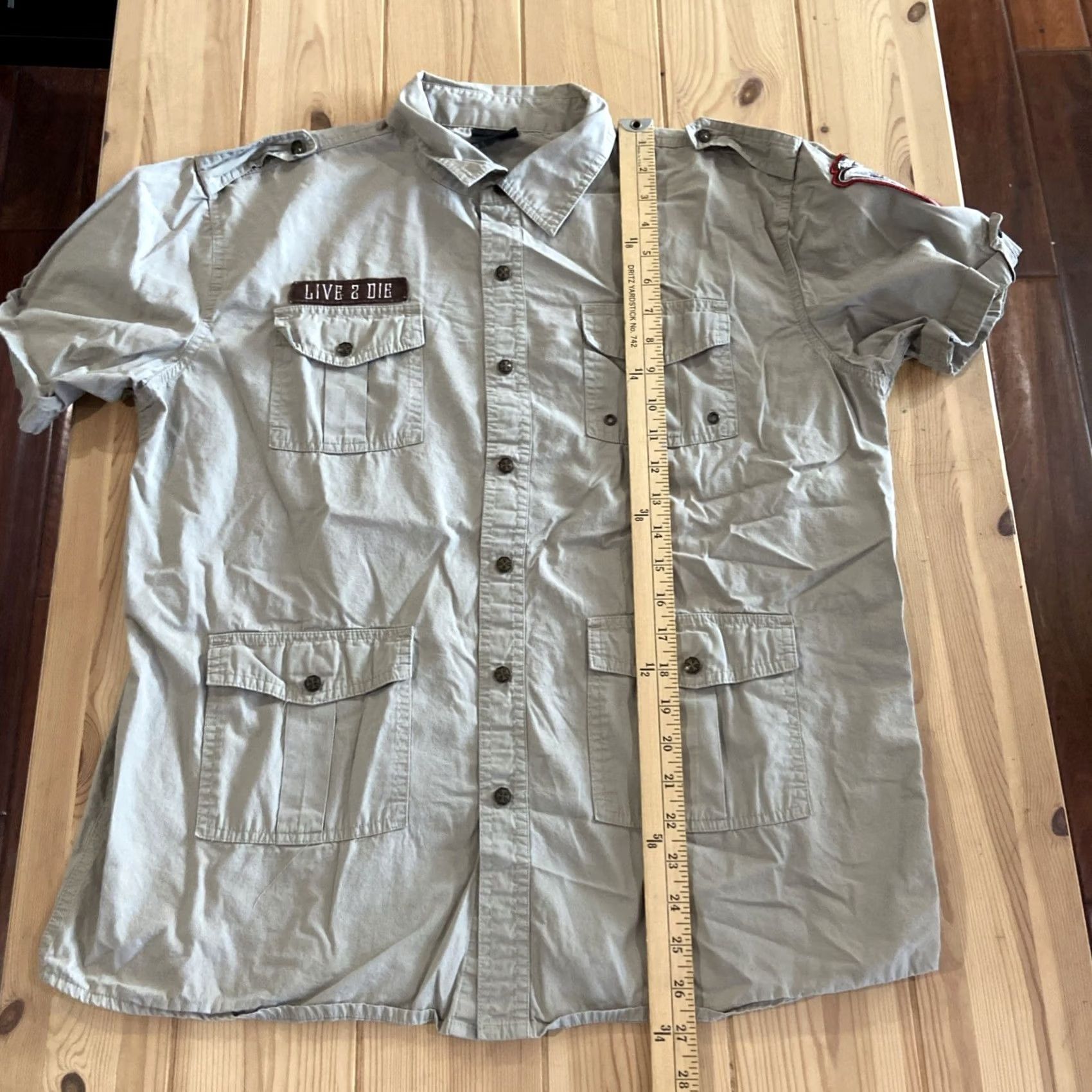 Vintage Black Label Shirt XL Beige Short Sleeve Button-Down Glory Men Size US XL / EU 56 / 4 - 6 Thumbnail