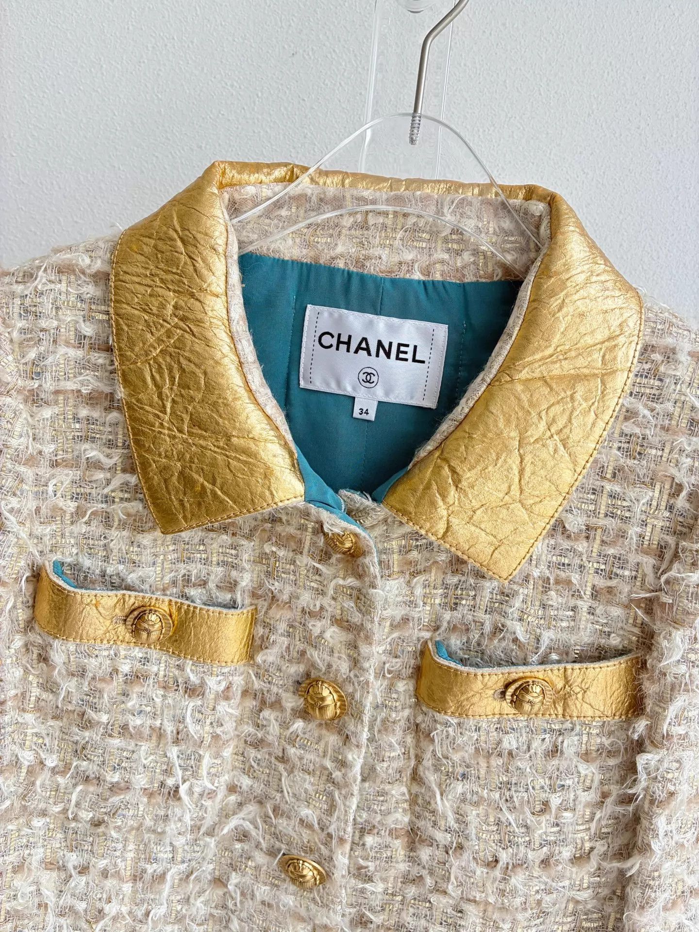 Chanel Chanel Egyptian Gold Leather Collar Jacket 34 Size XS / US 0-2 / IT 36-38 - 4 Thumbnail
