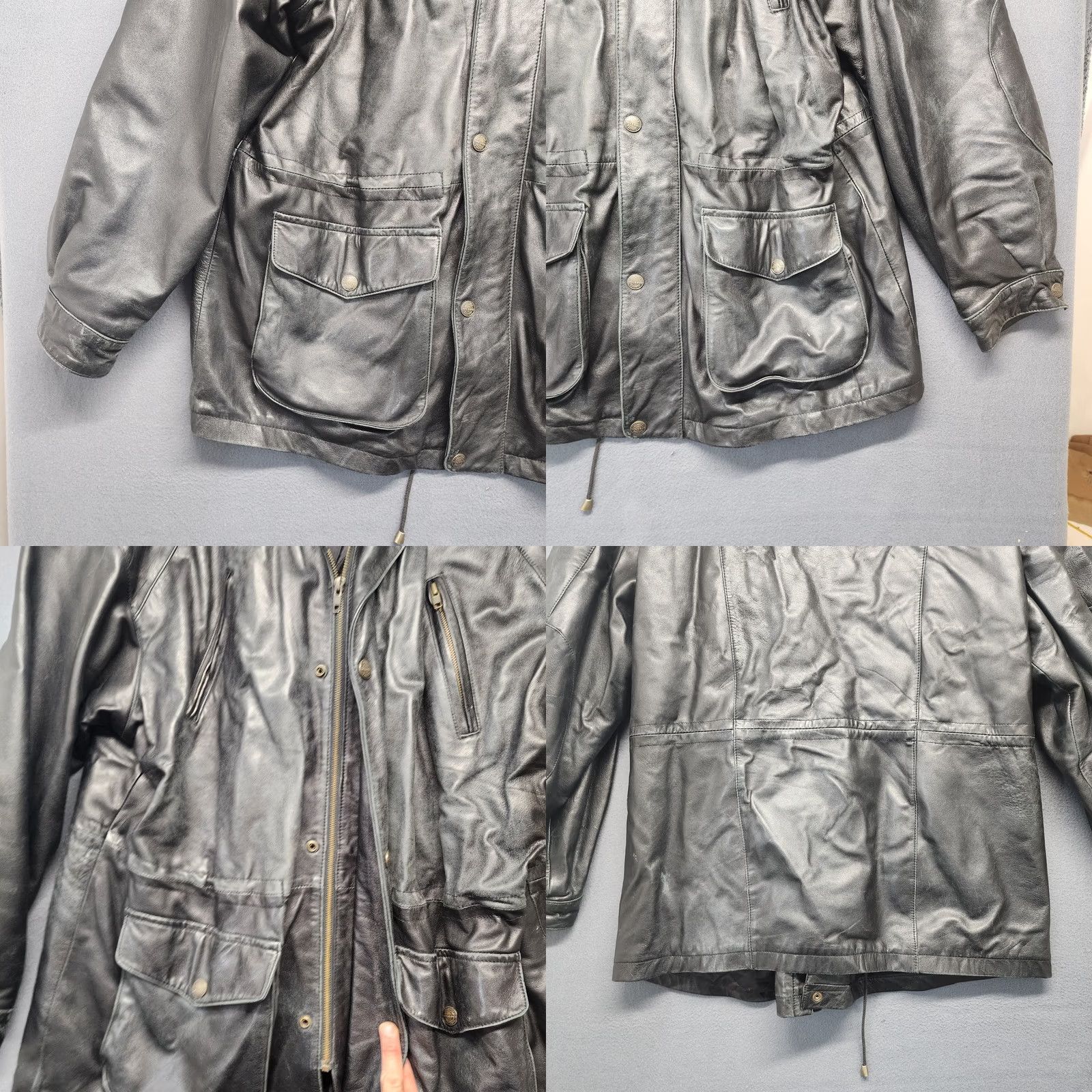 Vintage VINTAGE Wilsons Leather Coat Mens XL Black Distressed Pockets Winter Quilted Lining Overcoat Zip Mens Size US XL / EU 56 / 4 - 10 Thumbnail