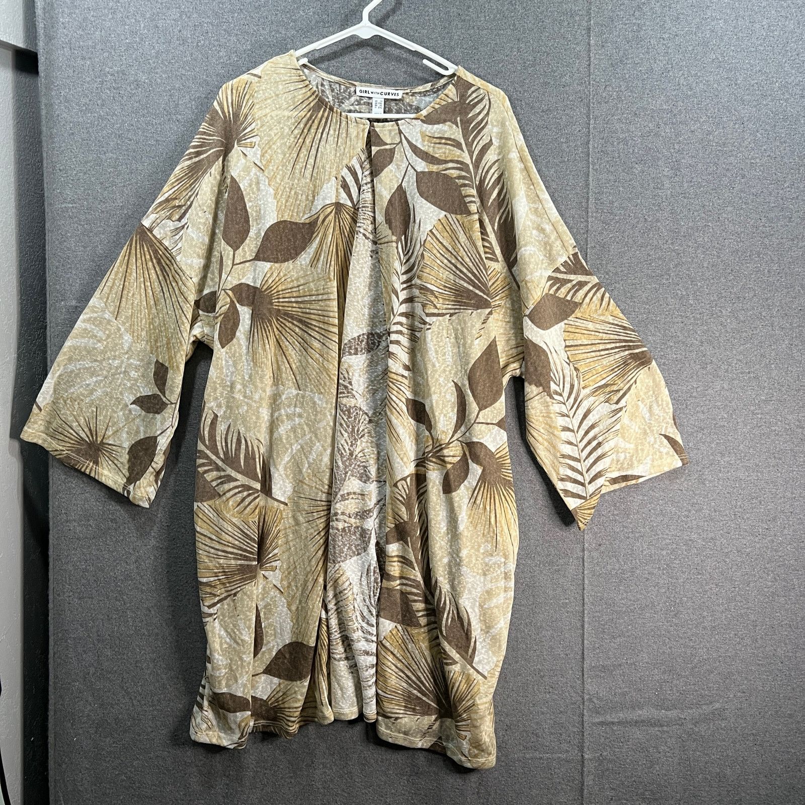 Other Girl With Curves Knit Palm Cardigan Neutral Palm Size 1X Size XL / US 12-14 / IT 48-50 - 1 Thumbnail