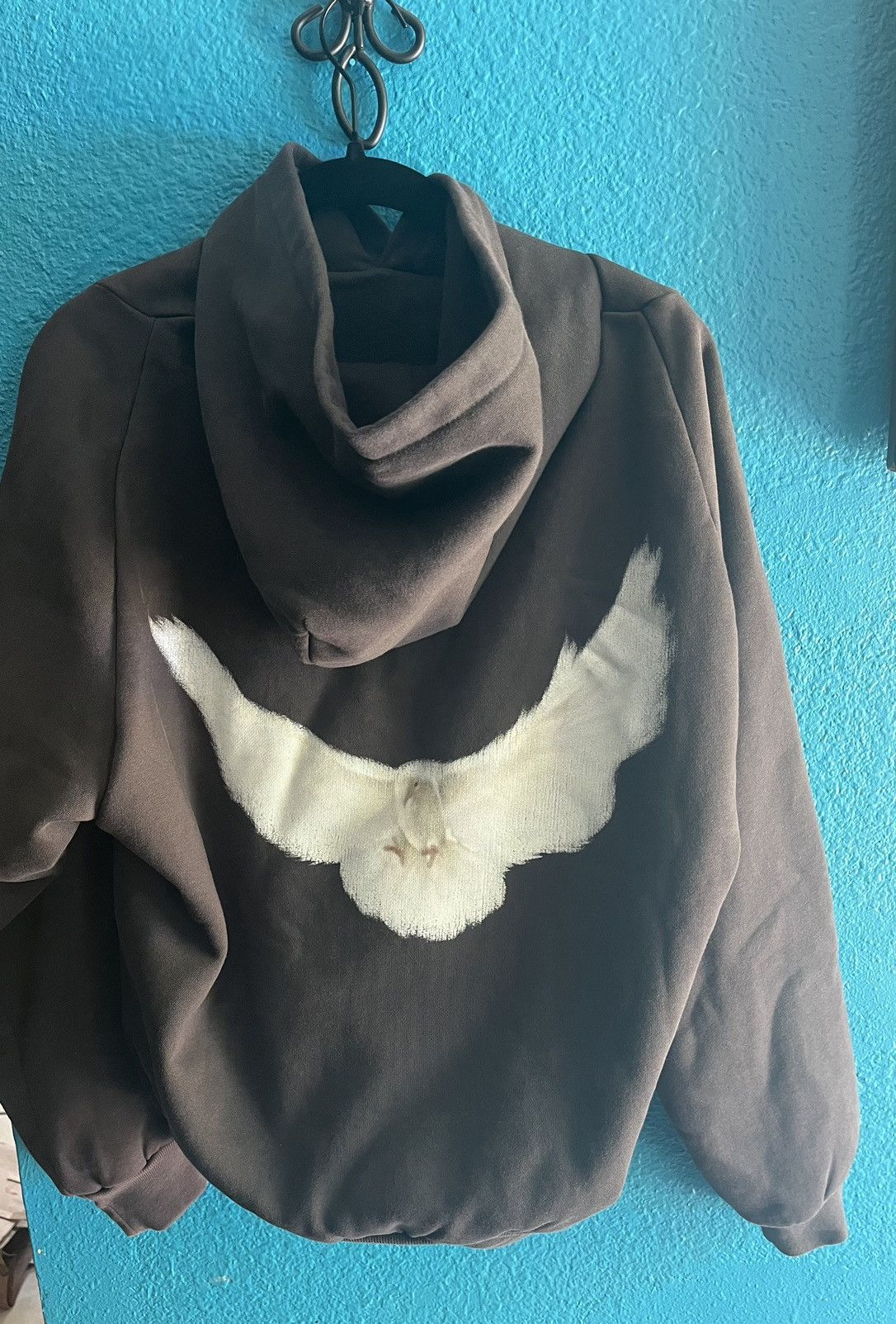 image of Yeezy Gap Balenciaga Shrunken Dove Hoodie in Black, Men's (Size Small)