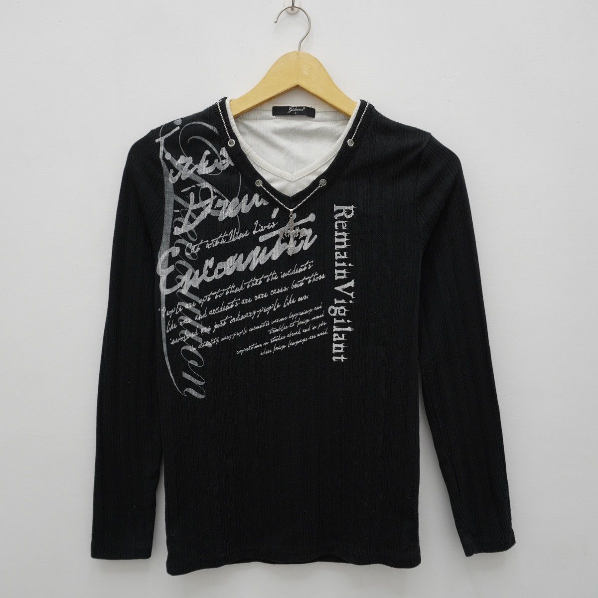 90s Sick Punk Gothic Double Layer Textured Longsleeve