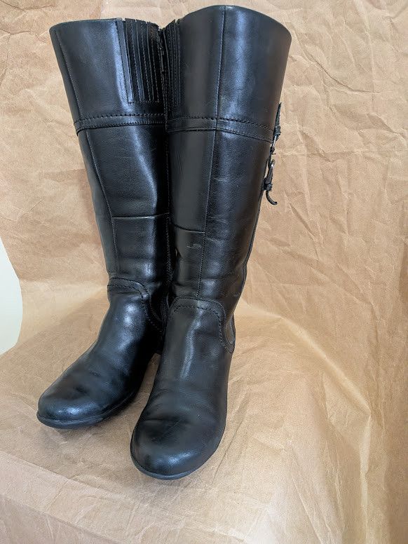 Clarks Ingalls Vicky knee high tall blk boots sz 7.5 Wide calf Size US 7.5 / IT 37.5 - 2 Thumbnail